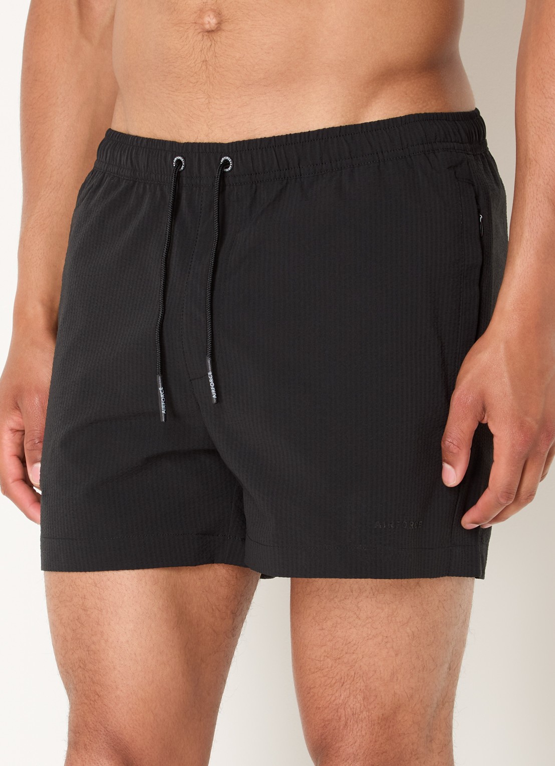Airforce Zwemshorts met structuur en logo - detail 3 zwart