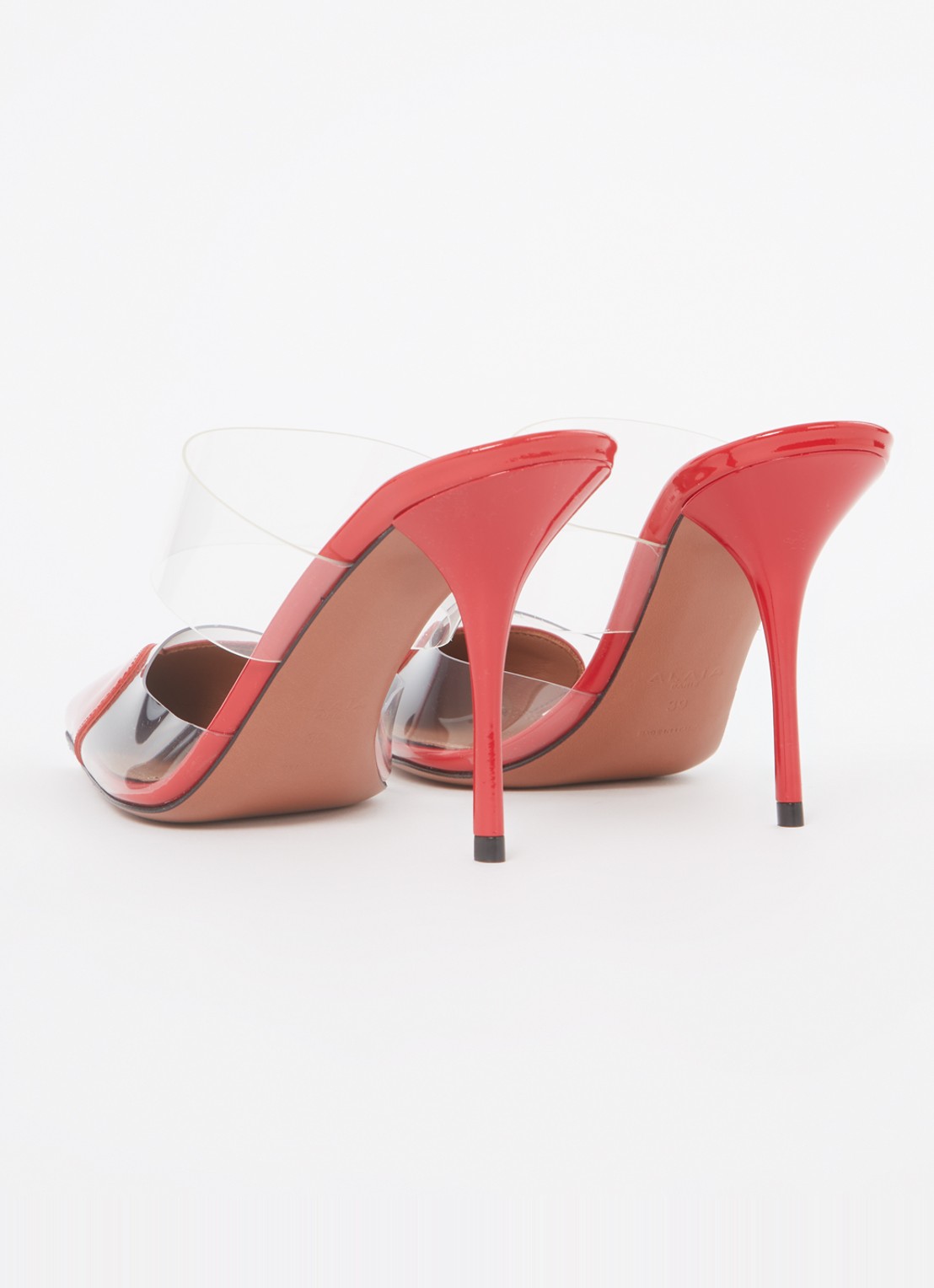 Alaïa 90 Heart muiltje met kalfsleren details - achterkant 2 rood