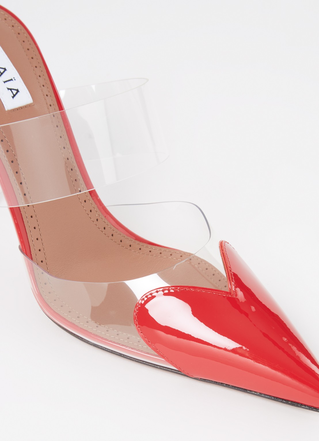Alaïa 90 Heart muiltje met kalfsleren details - detail 6 rood