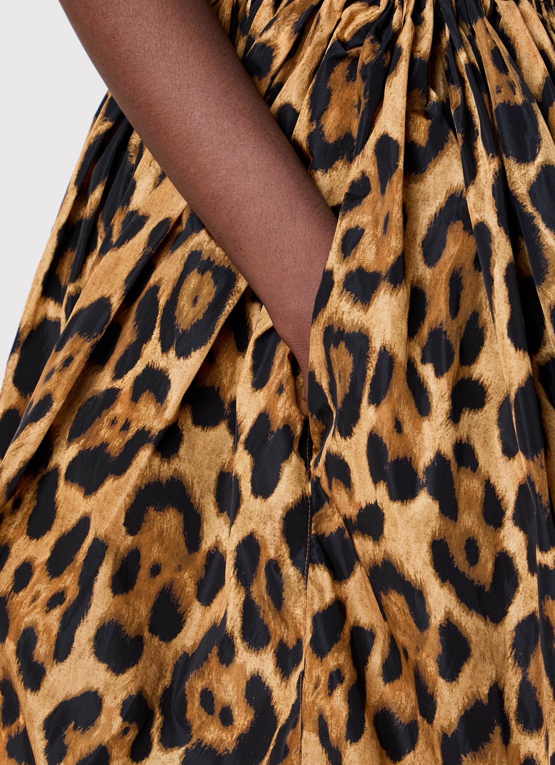Alaïa A-lijn midi rok met panterprint - detail 5 cognac