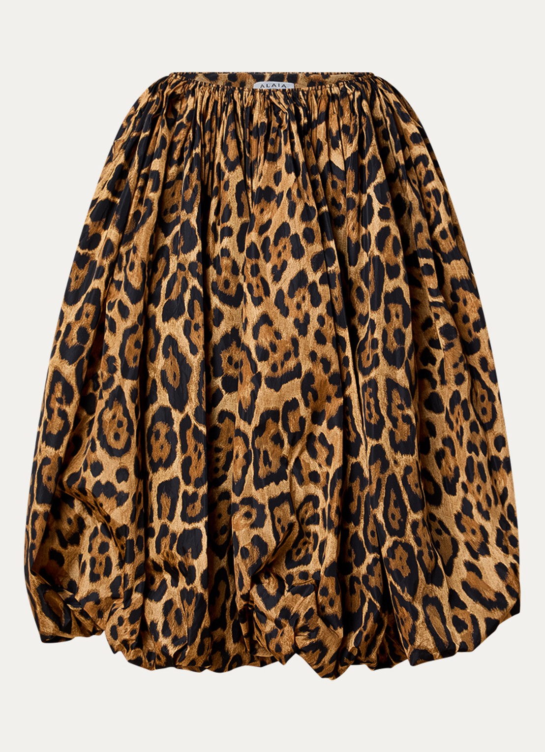 Alaïa A-lijn midi rok met panterprint - voorkant cognac