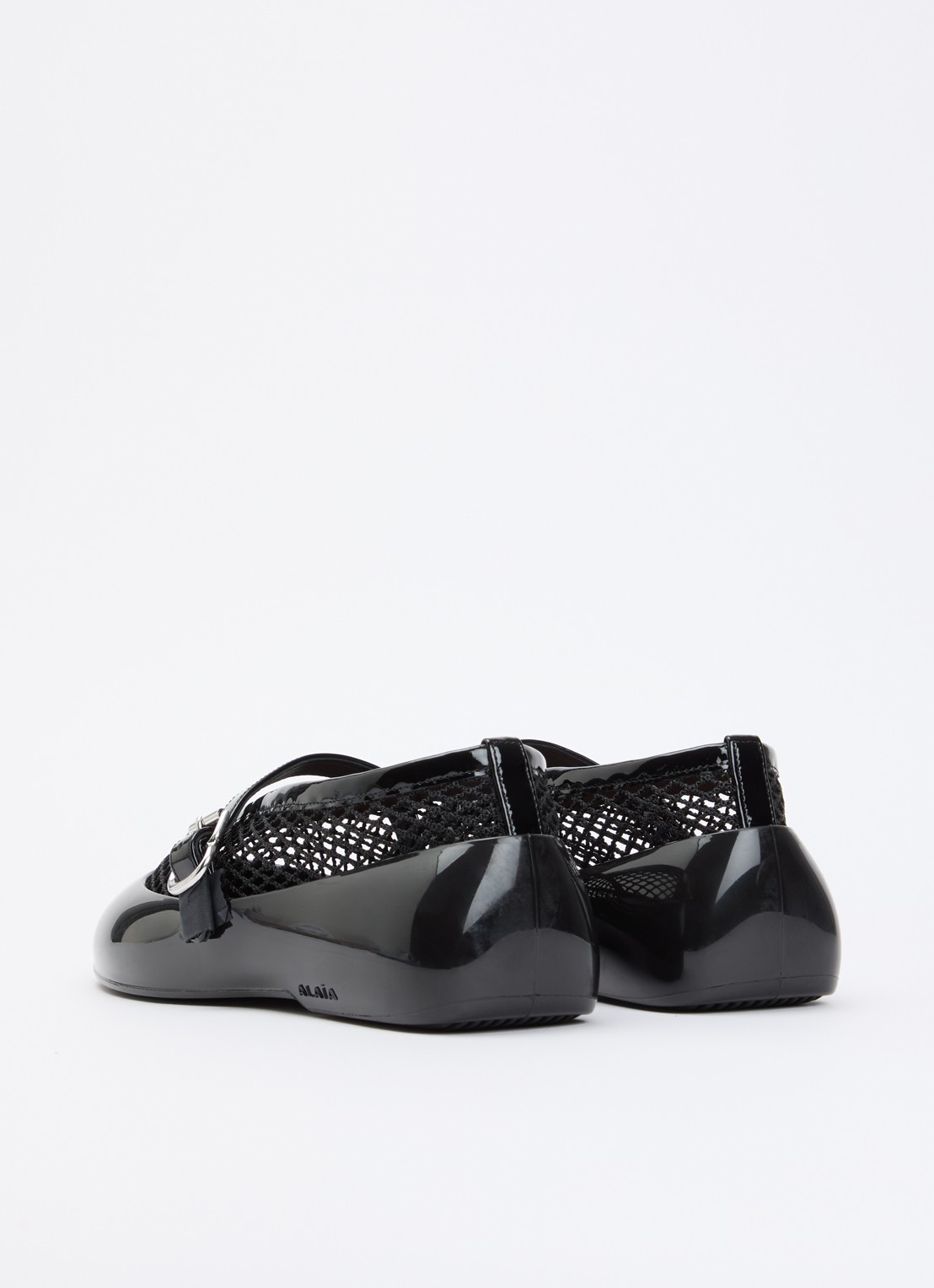 Alaïa Ballerina van kalfsleer met details van mesh - achterkant zwart