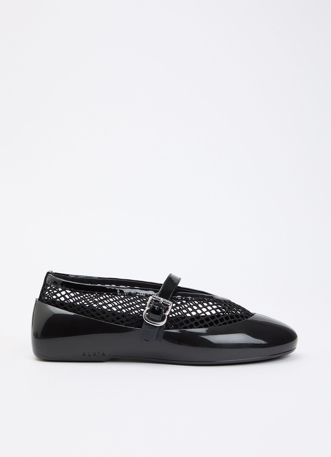 Alaïa Ballerina van kalfsleer met details van mesh - voorkant 2 zwart