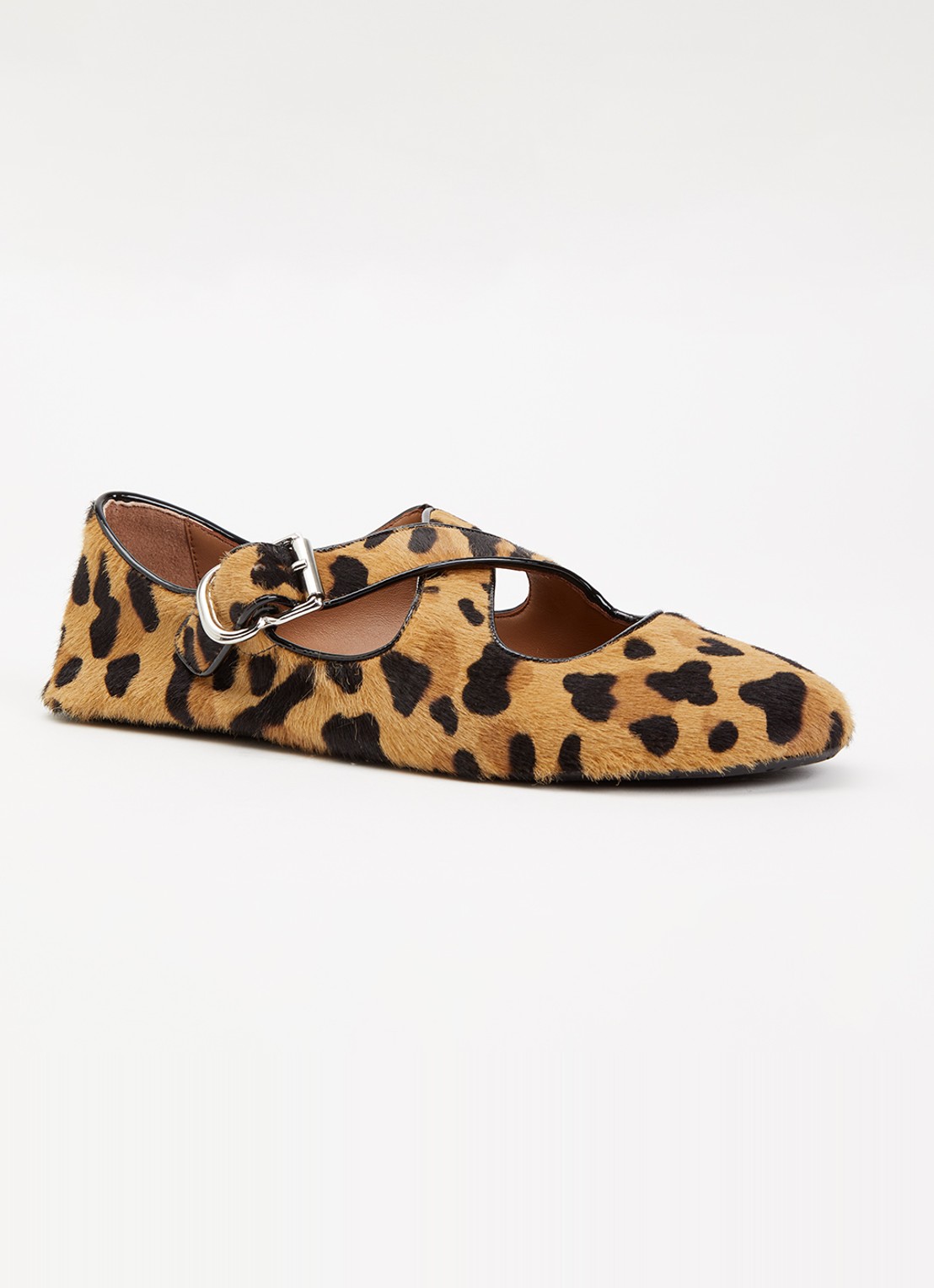 Alaïa Ballerina van kalfsleer met panterprint - voorkant 6 camel