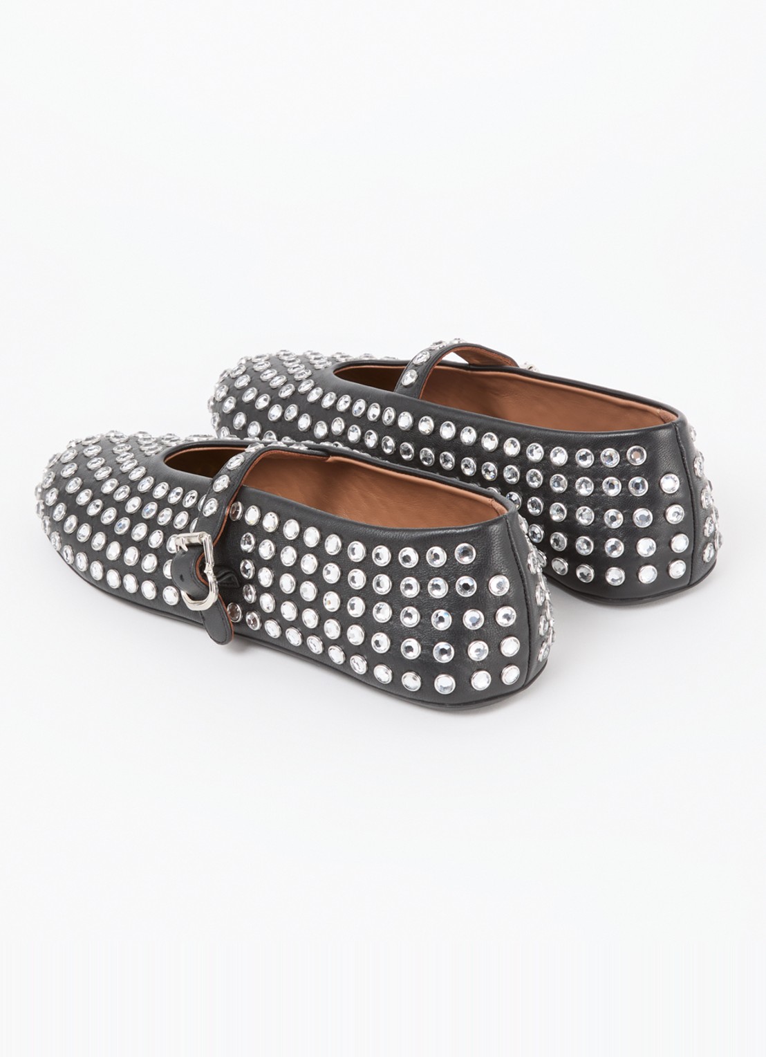 Alaïa Ballerina van lamsleer met studs - achterkant zwart