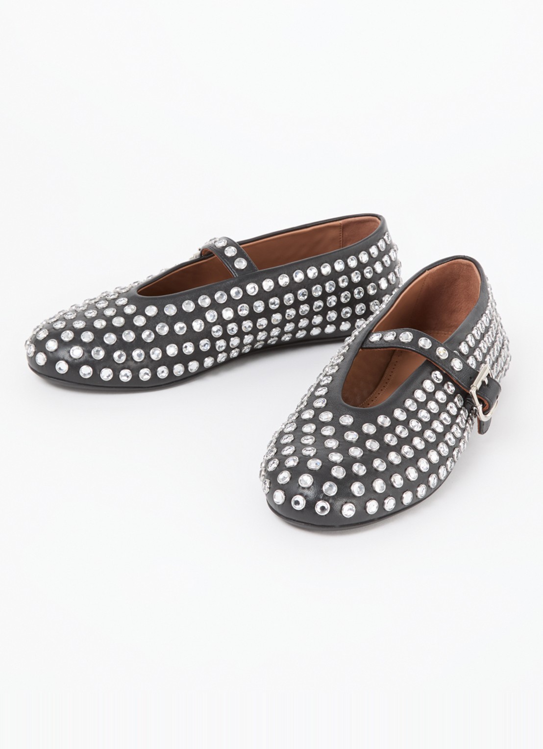 Alaïa Ballerina van lamsleer met studs - detail 4 zwart