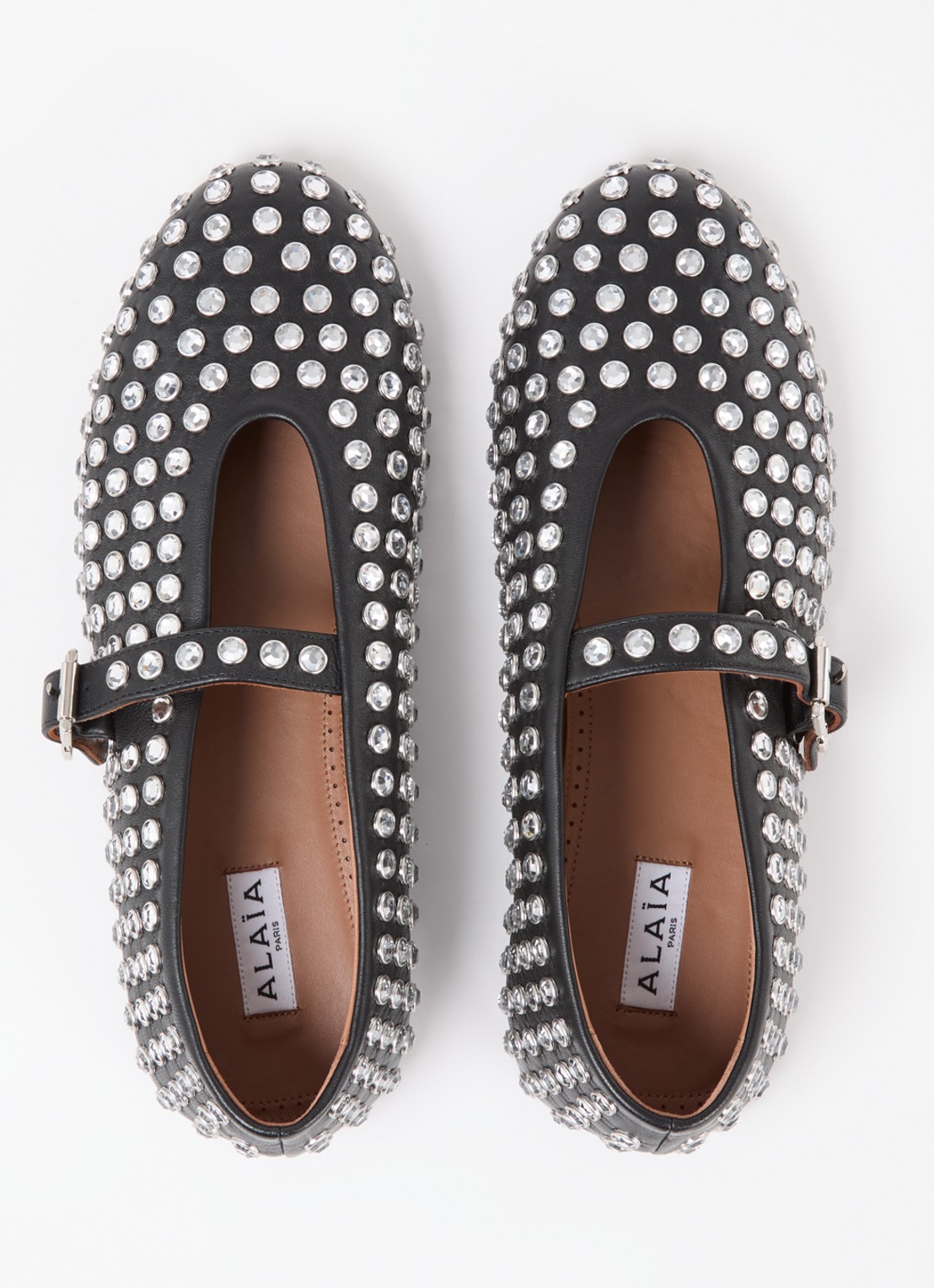 Alaïa Ballerina van lamsleer met studs - detail 5 zwart