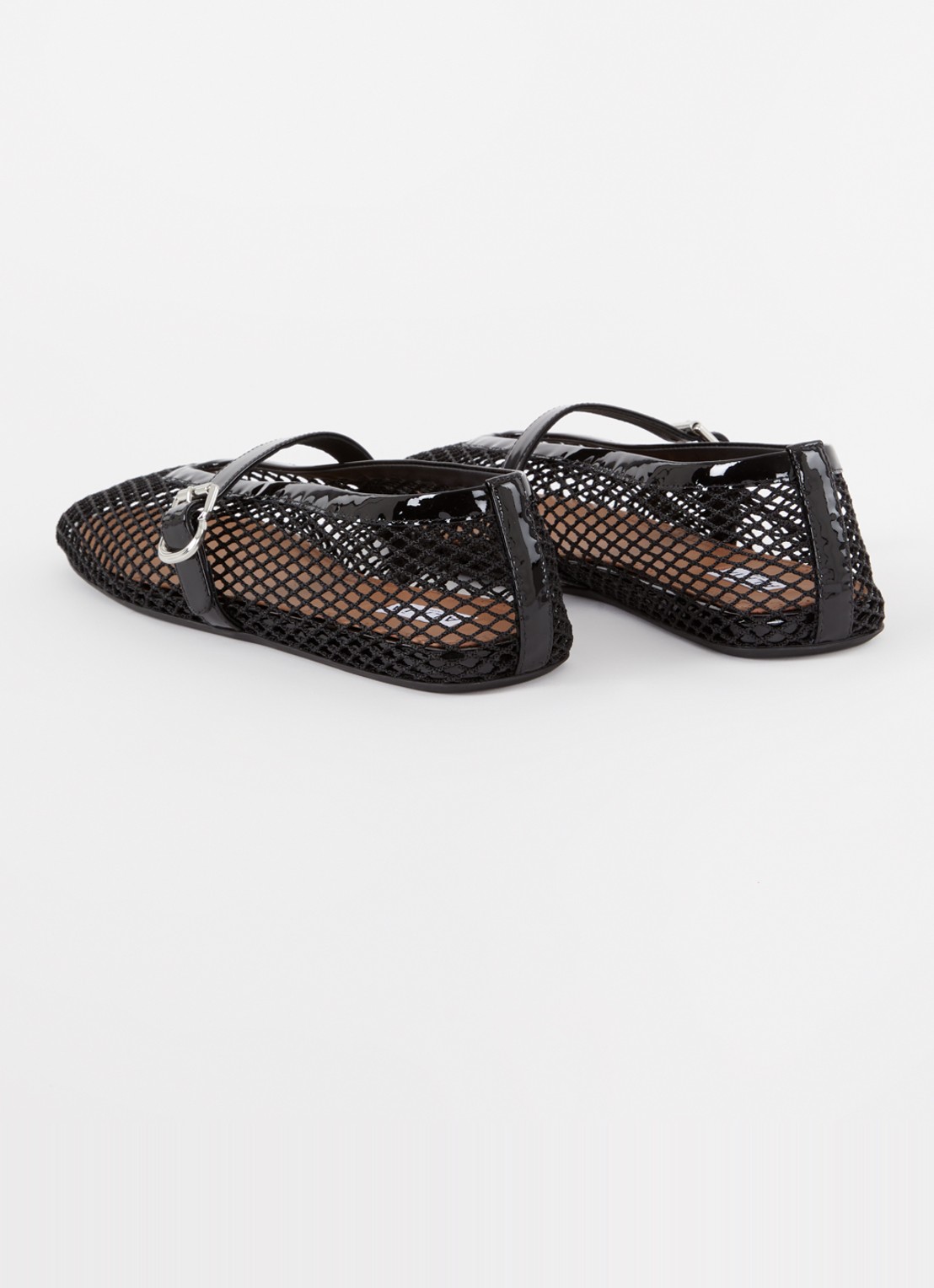 Alaïa Ballerina van mesh met details van kalfsleer - achterkant zwart