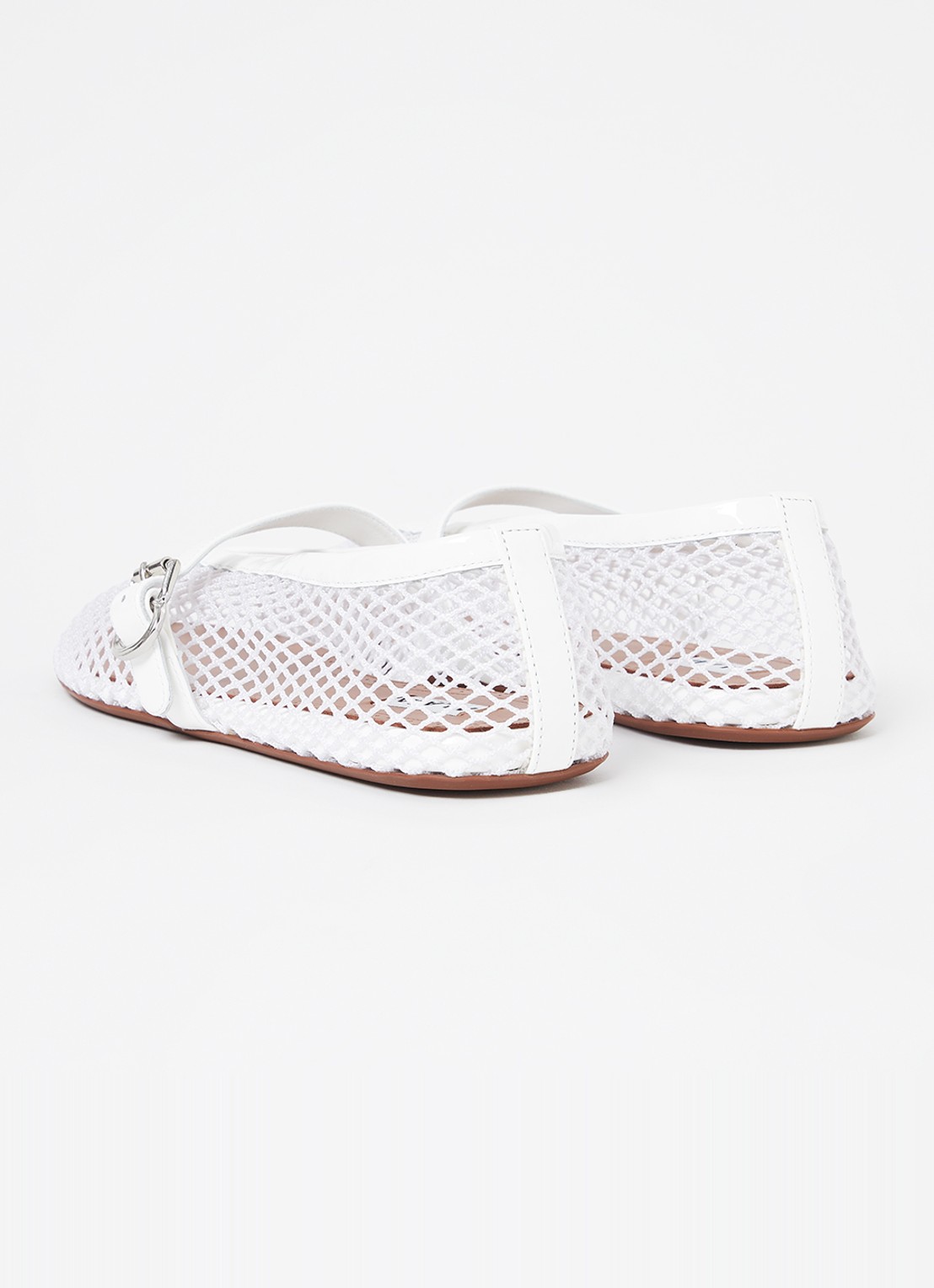 Alaïa Ballerina van mesh met details van kalfsleer - achterkant 7 wit
