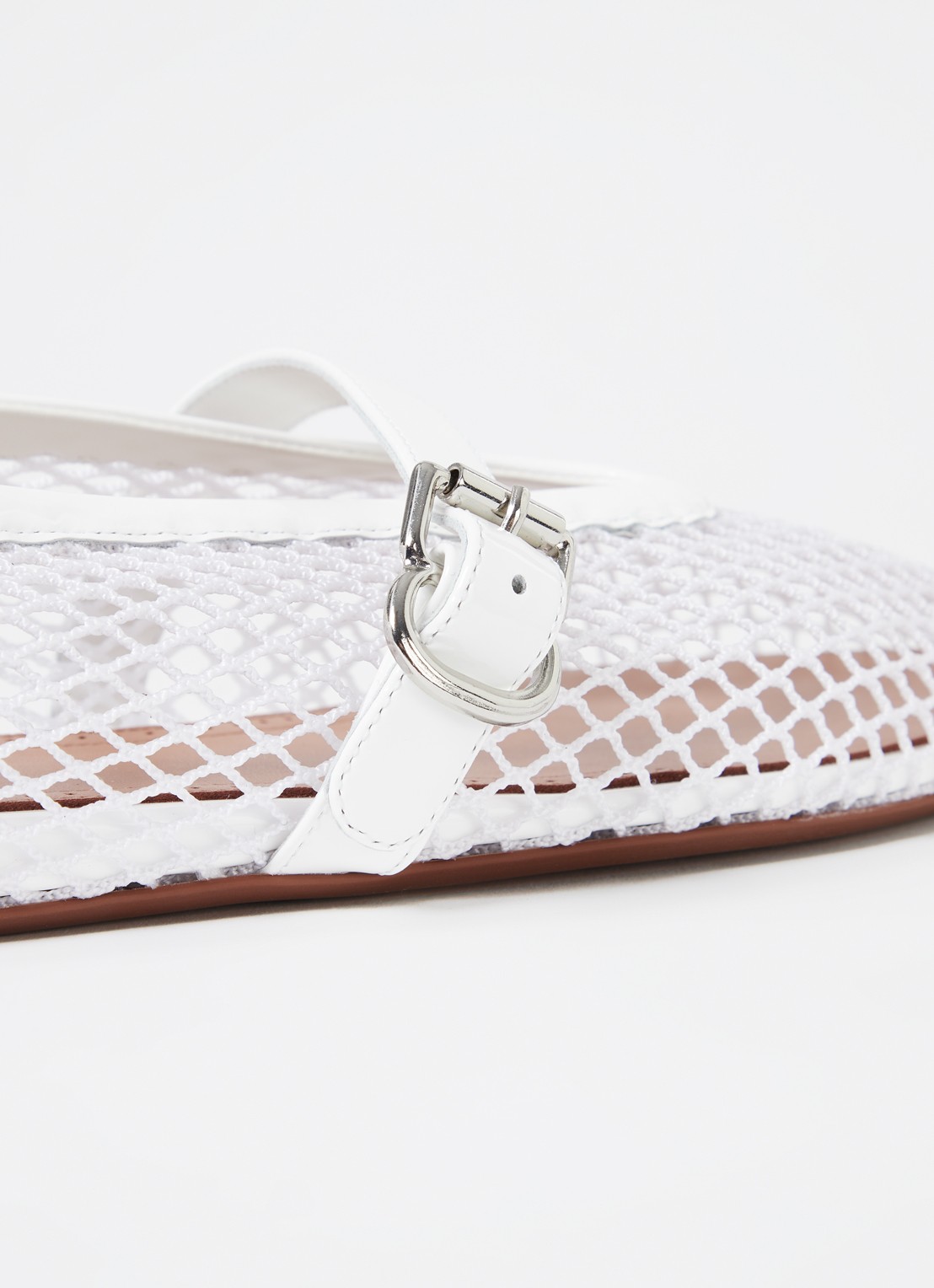 Alaïa Ballerina van mesh met details van kalfsleer - detail 6 wit