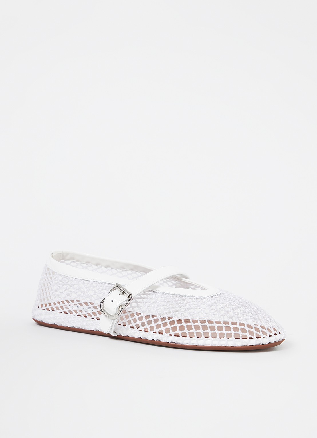 Alaïa Ballerina van mesh met details van kalfsleer - voorkant wit