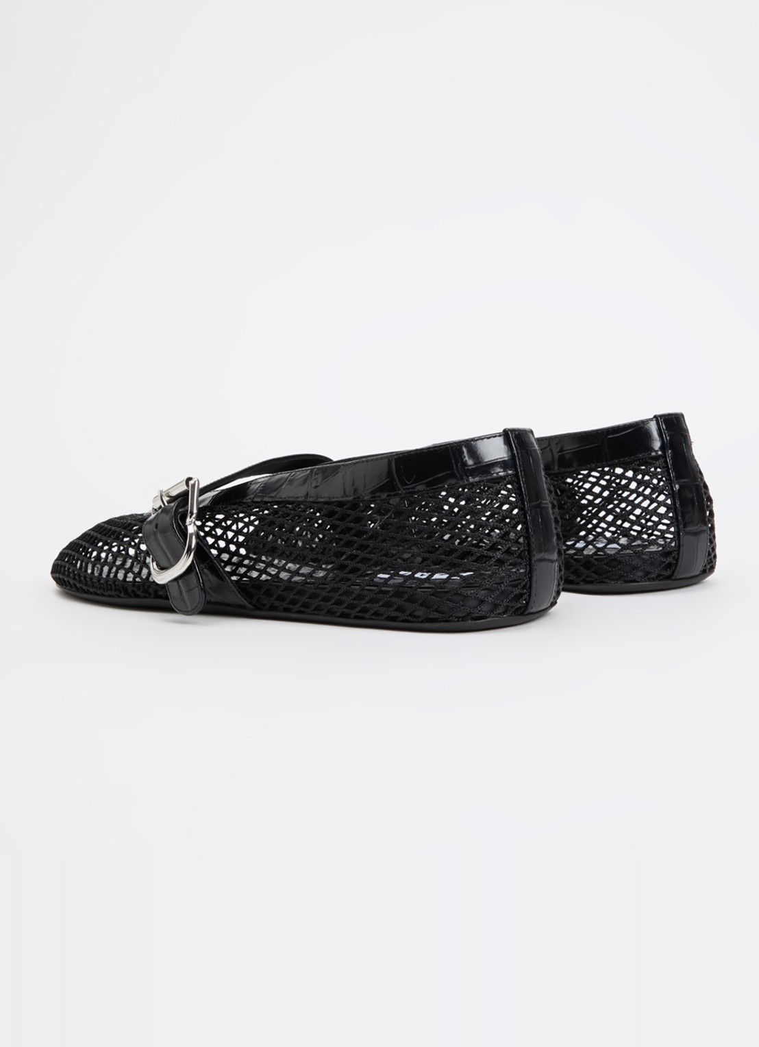 Alaïa Ballerina van mesh met details van kalfsleer - achterkant zwart