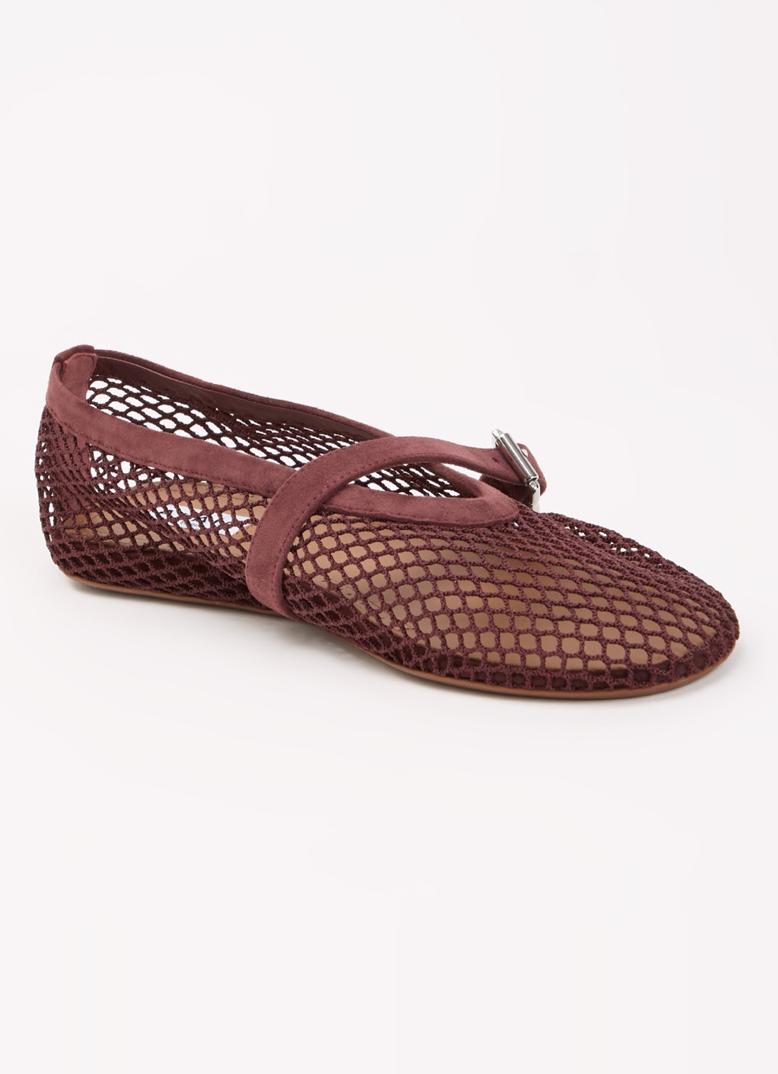 Alaïa Ballerina van mesh met details van suède - voorkant 6 bordeauxrood