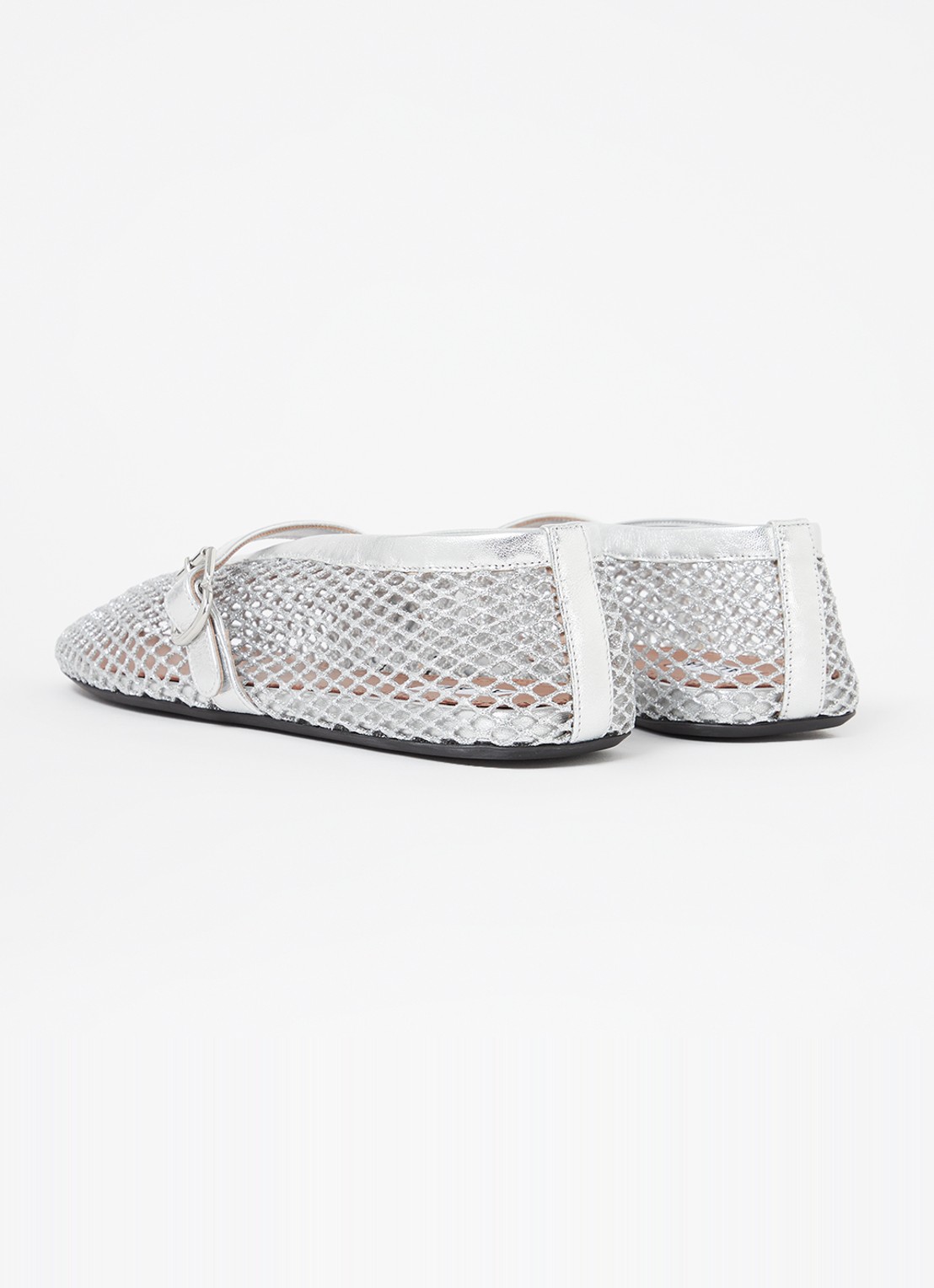 Alaïa Ballerina van mesh met kalfsleren details - achterkant 2 zilver
