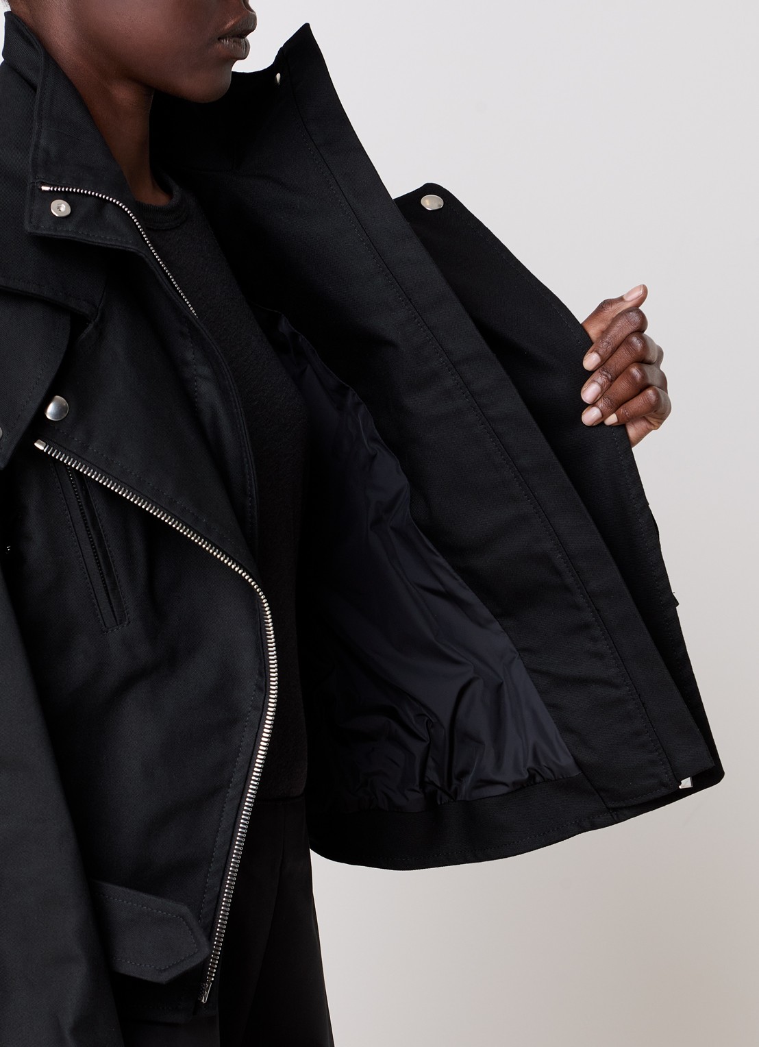 Alaïa Bikerjack met ceintuur - detail 5 zwart