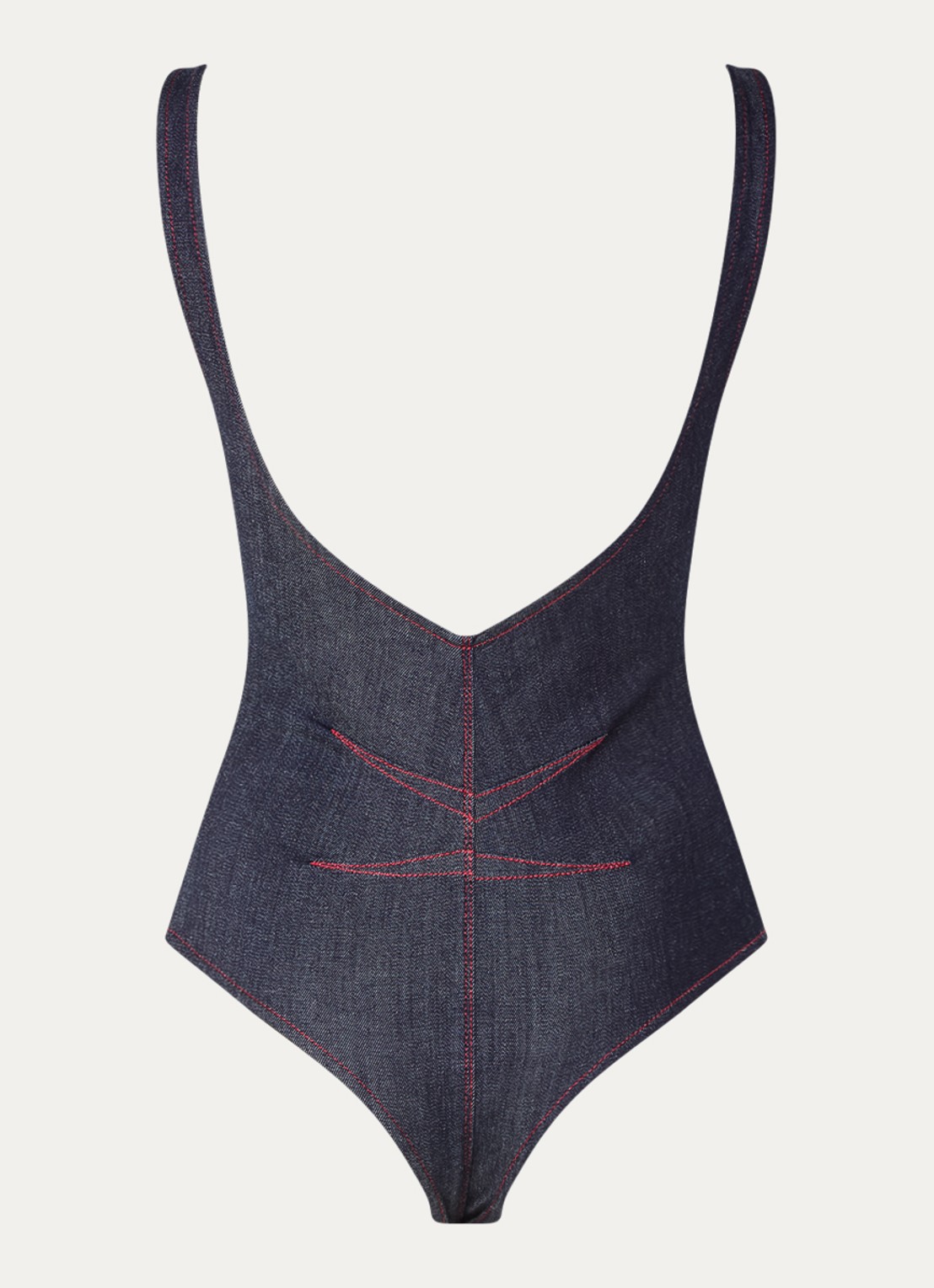 Alaïa Body van chambray met rugdecolleté  - achterkant 3 indigo
