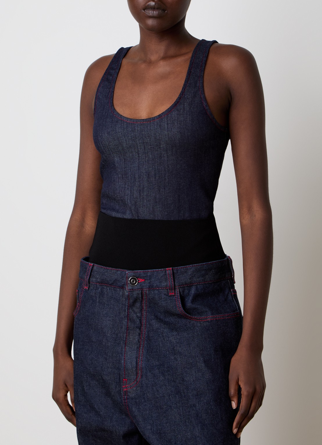 Alaïa Body van chambray met rugdecolleté  - detail 4 indigo