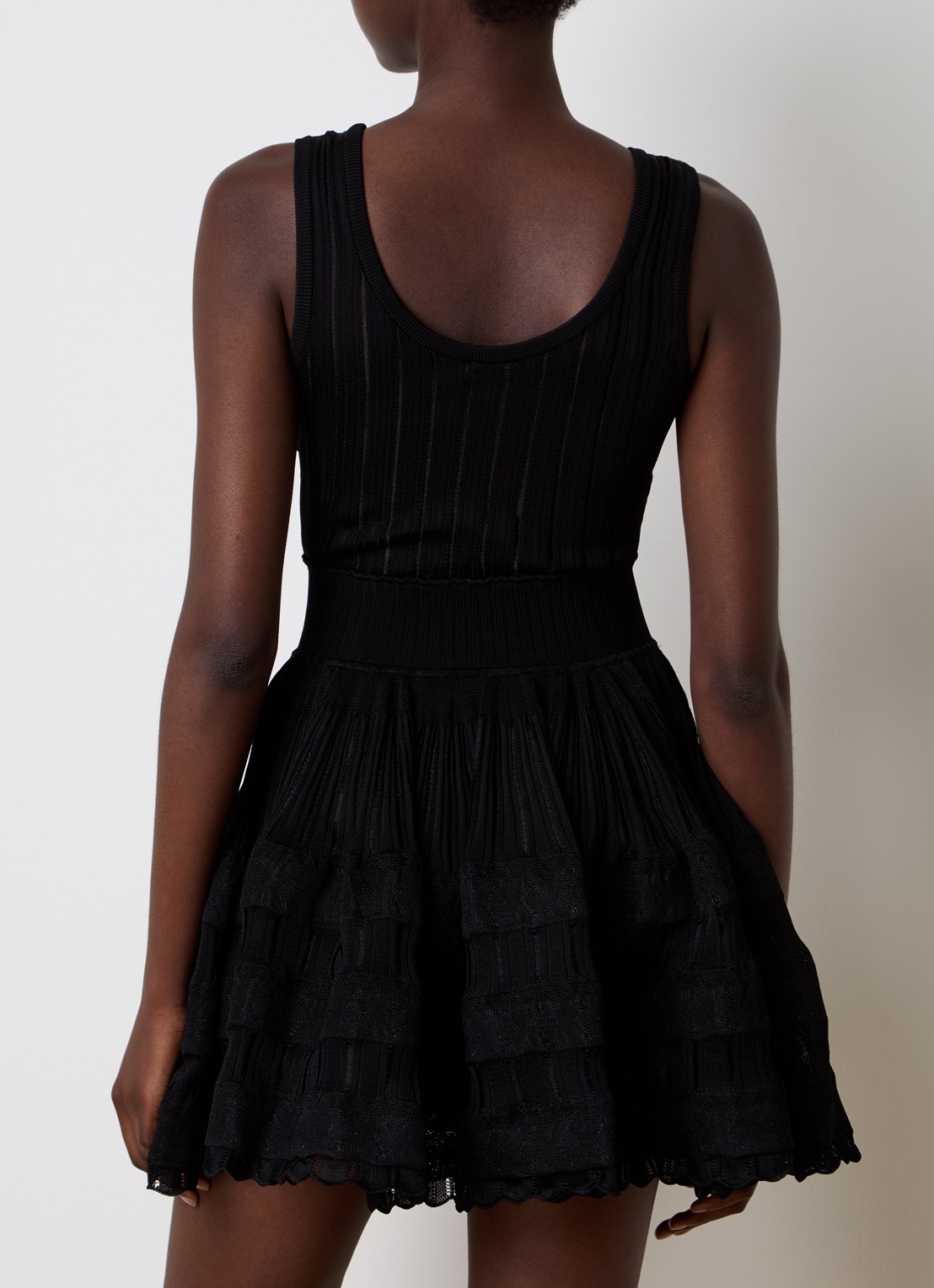 Alaïa Crinoline semi-transparante mini jurk met plooidetail - achterkant zwart