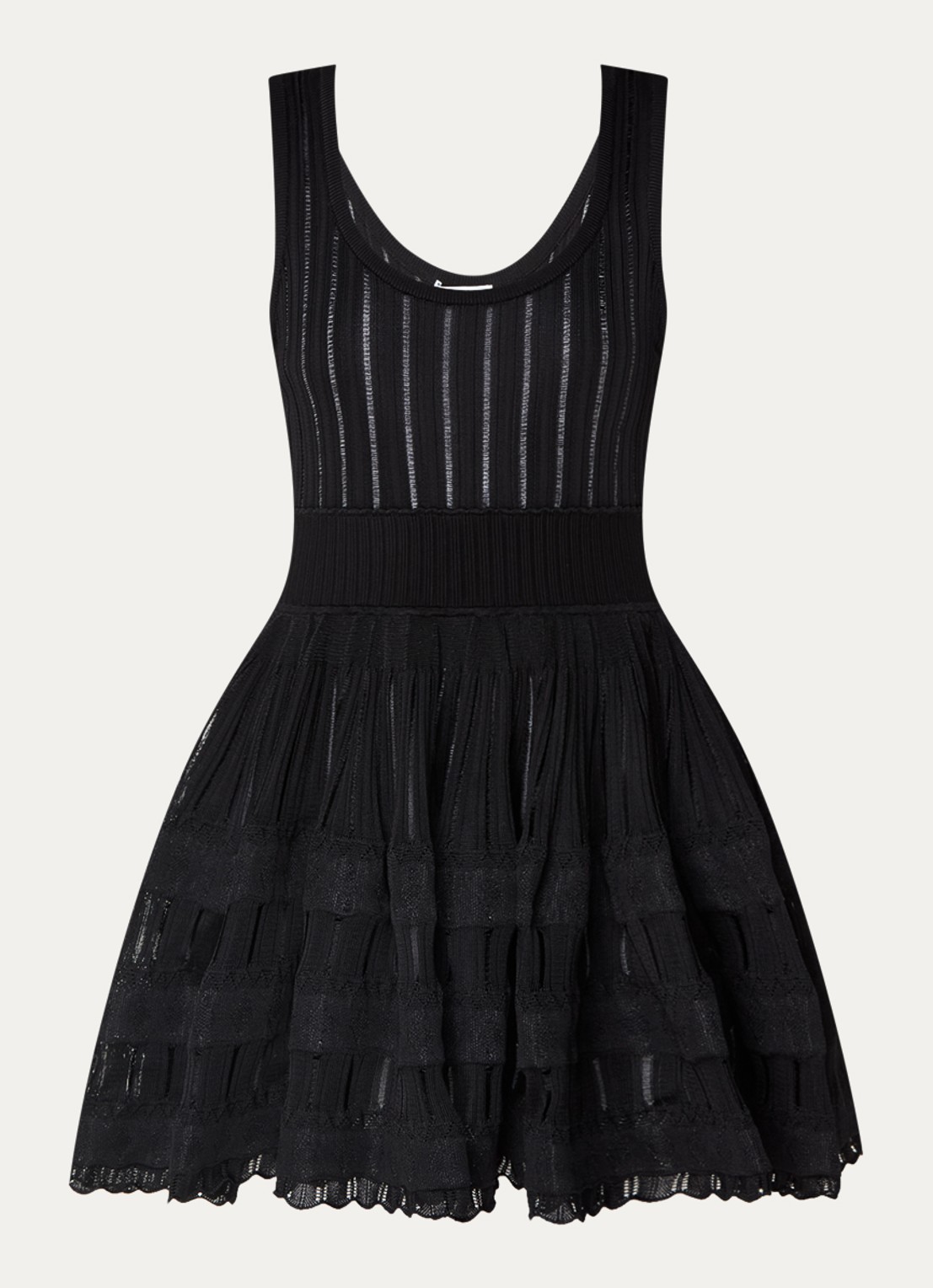 Alaïa Crinoline semi-transparante mini jurk met plooidetail - voorkant 2 zwart