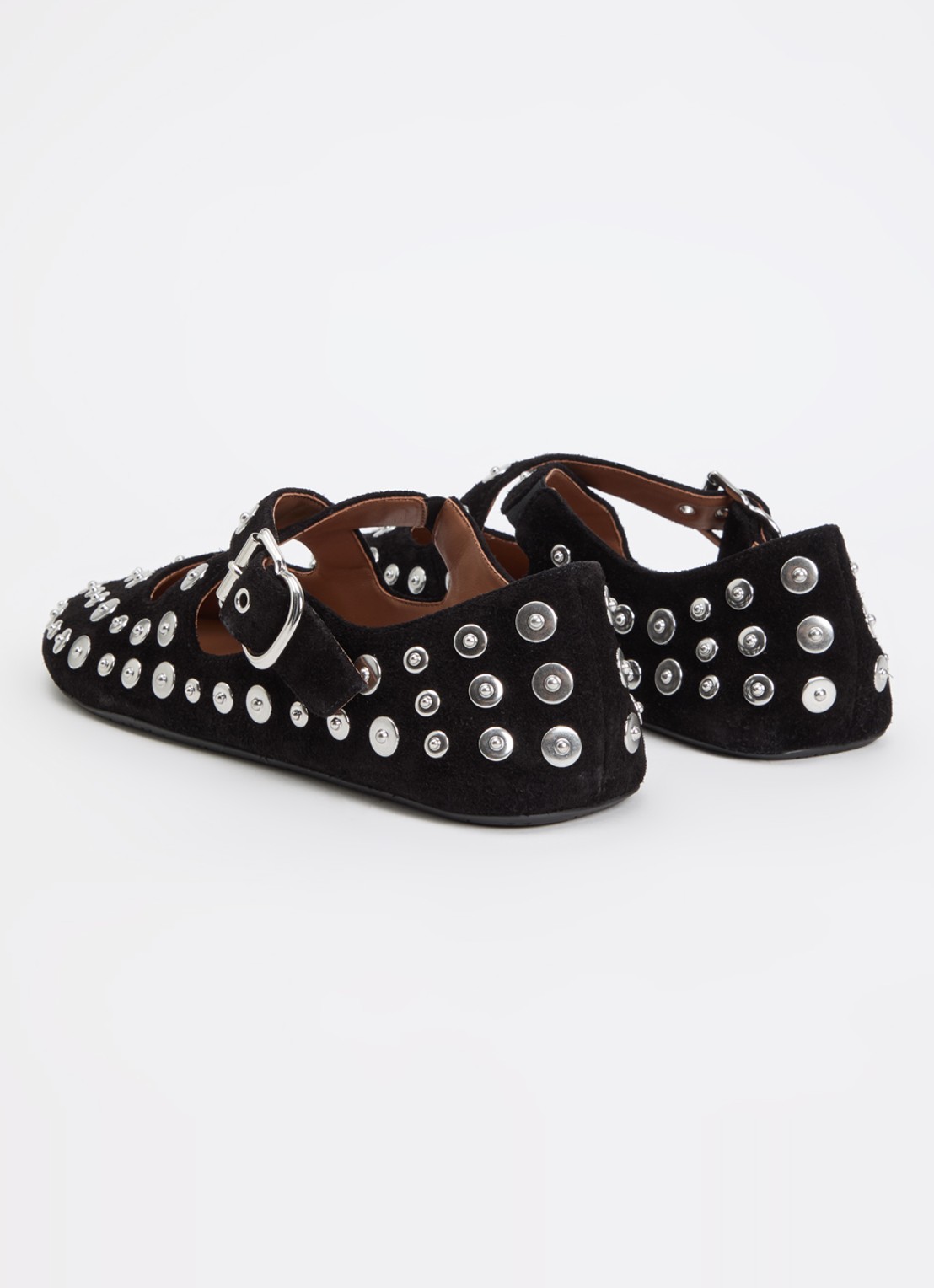 Alaïa Criss Cross ballerina van kalfssuède met studs - achterkant 2 zwart