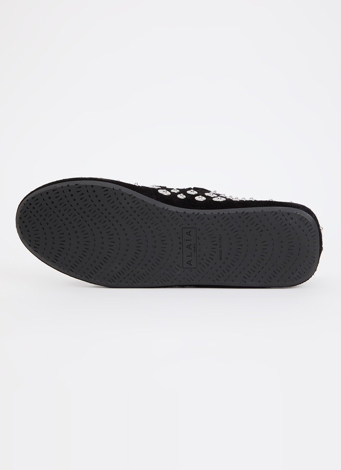 Alaïa Criss Cross ballerina van kalfssuède met studs - detail 5 zwart