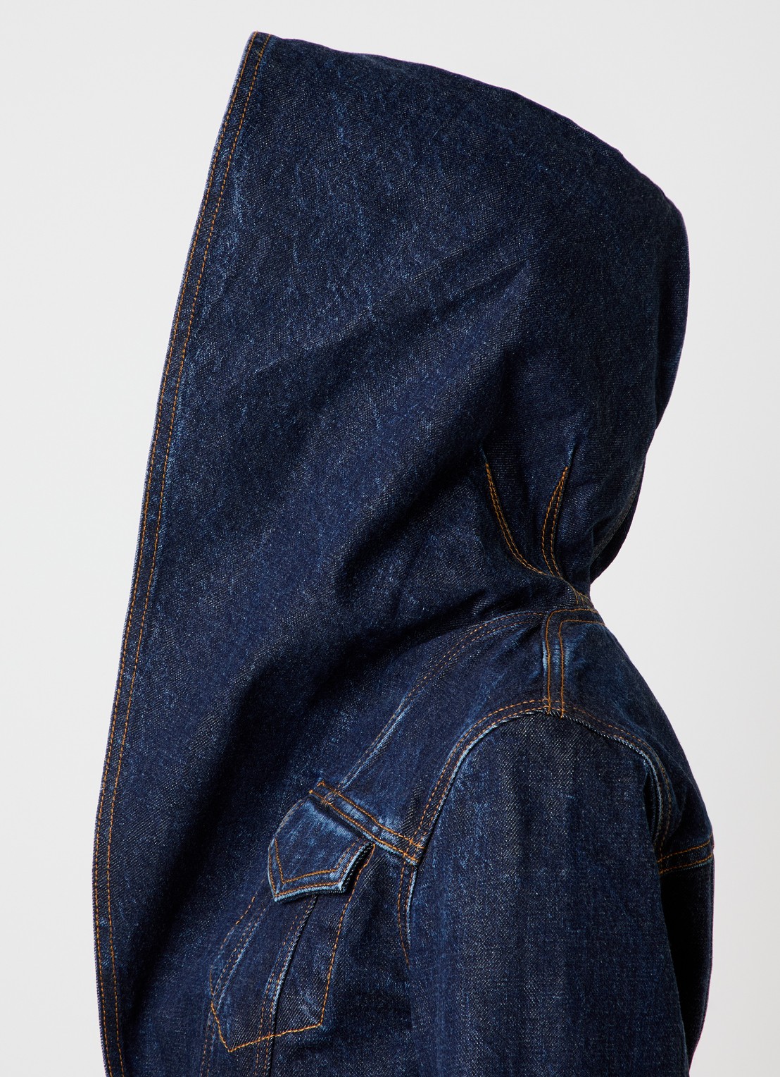 Alaïa Cropped spijkerjas met borstzakken en capuchon - detail 3 blauw