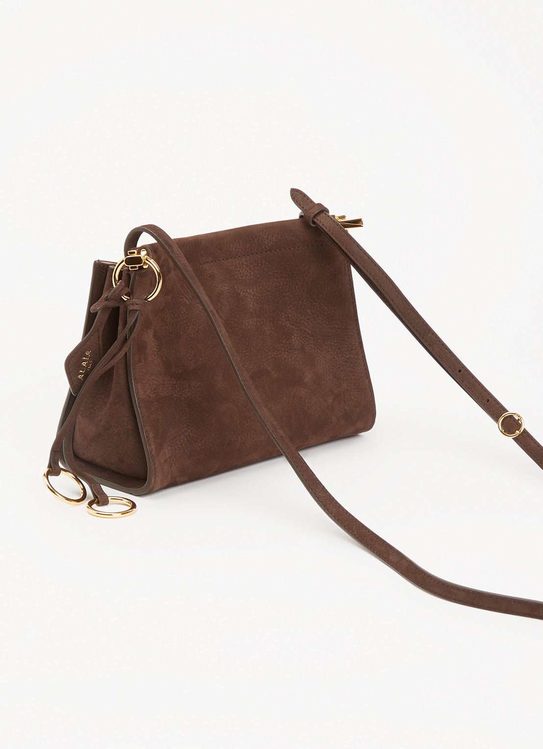 Alaïa East West Small crossbodytas van kalfssuède - achterkant 6 bruin
