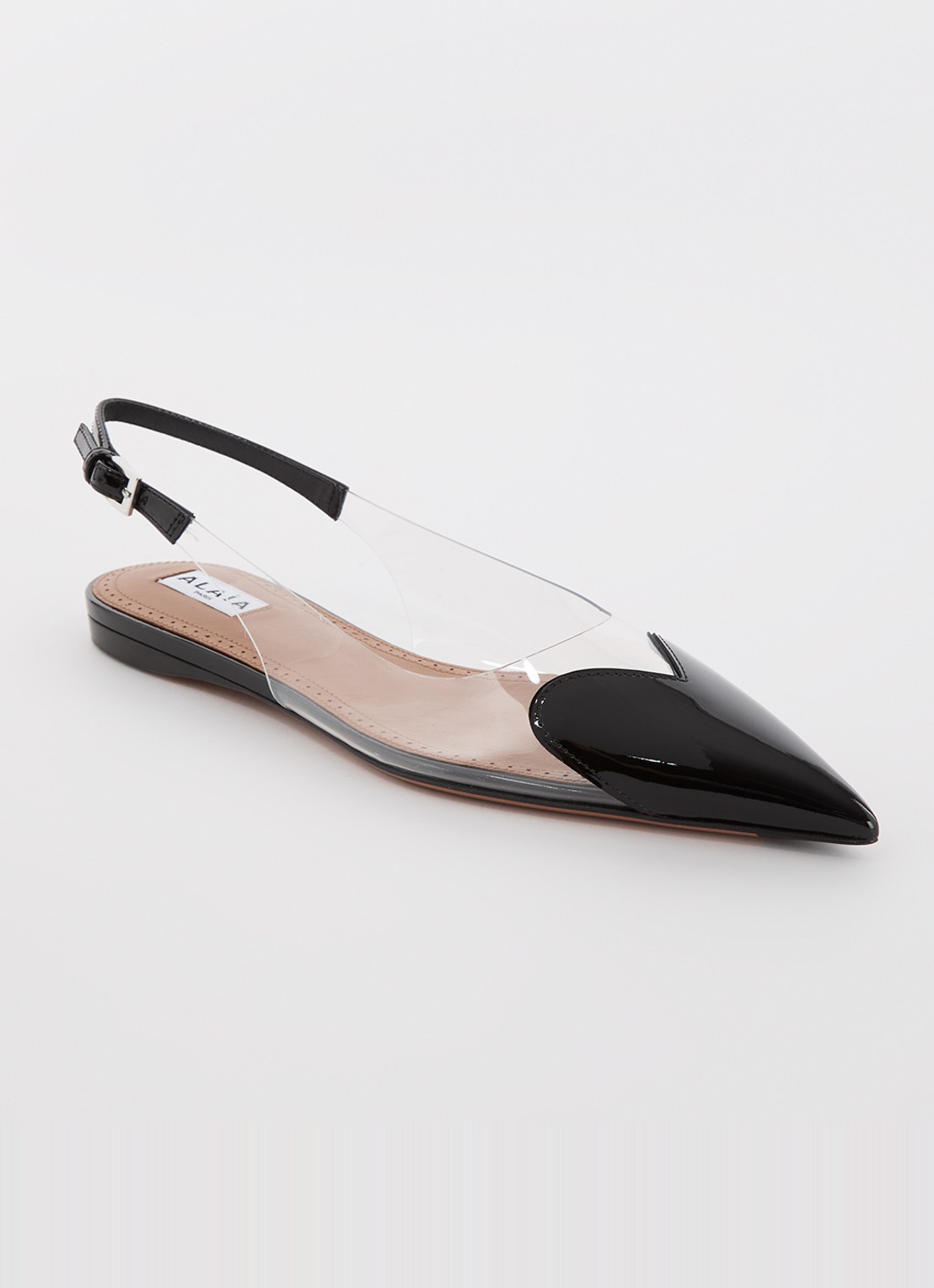 Alaïa Heart slingback met kalfsleren details - voorkant zwart