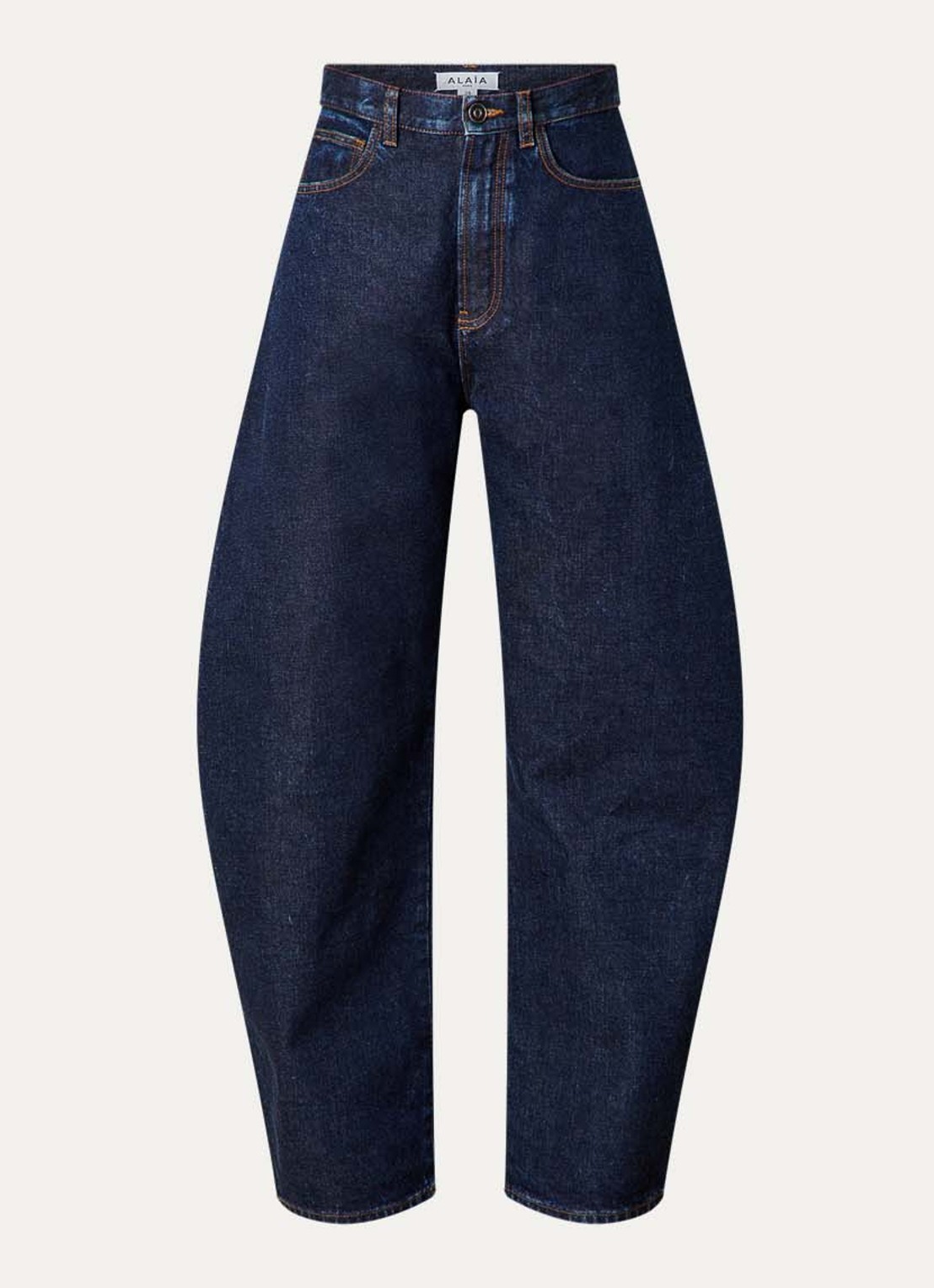 Alaïa High waist loose fit jeans met donkere wassing - voorkant indigo