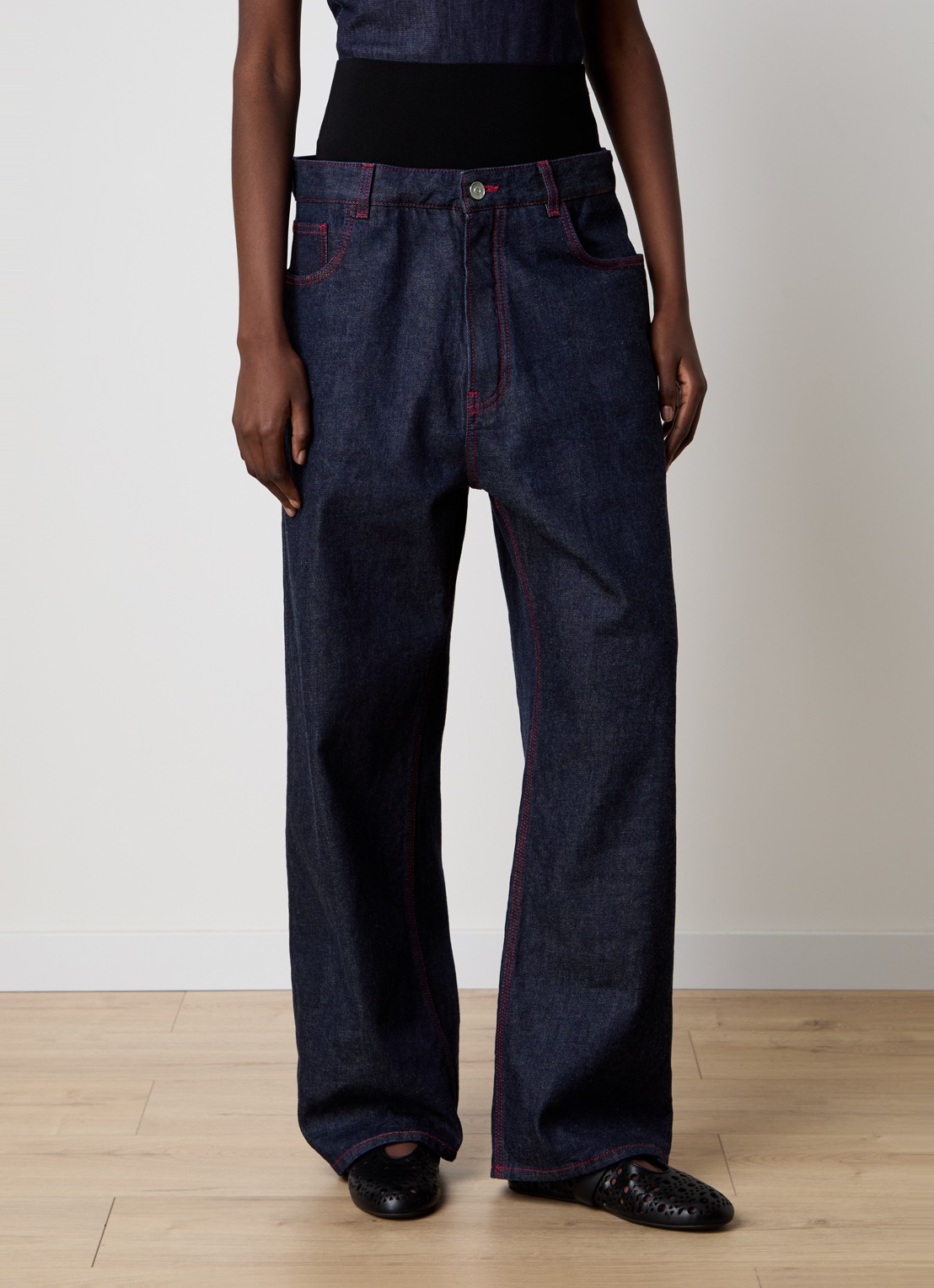 Alaïa High waist loose fit jeans met steekzakken - detail 3 indigo