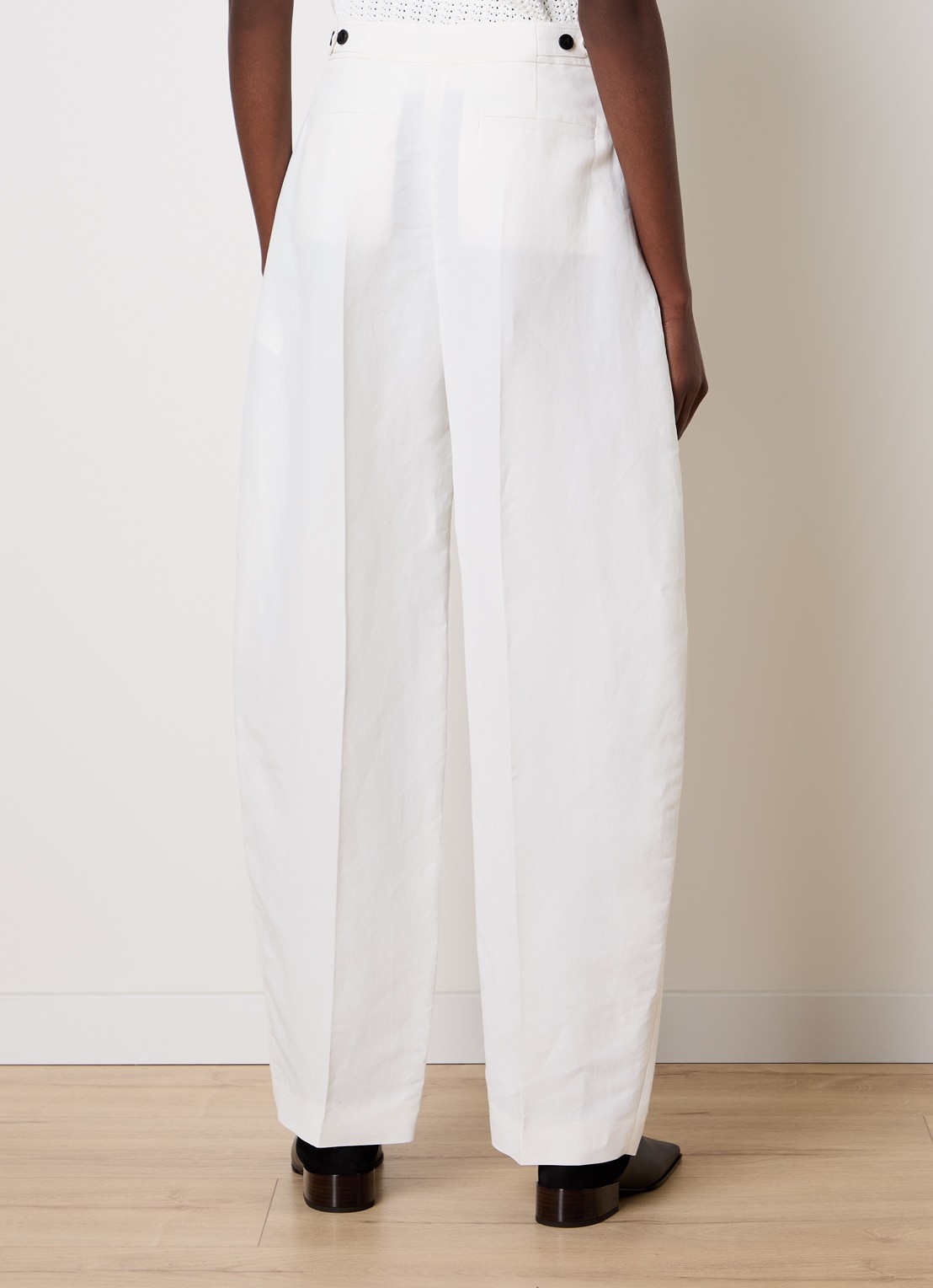 Alaïa High waist loose fit pantalon met steekzakken - achterkant gebroken wit