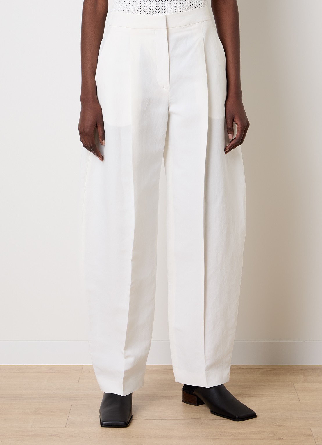 Alaïa High waist loose fit pantalon met steekzakken - detail 2 gebroken wit