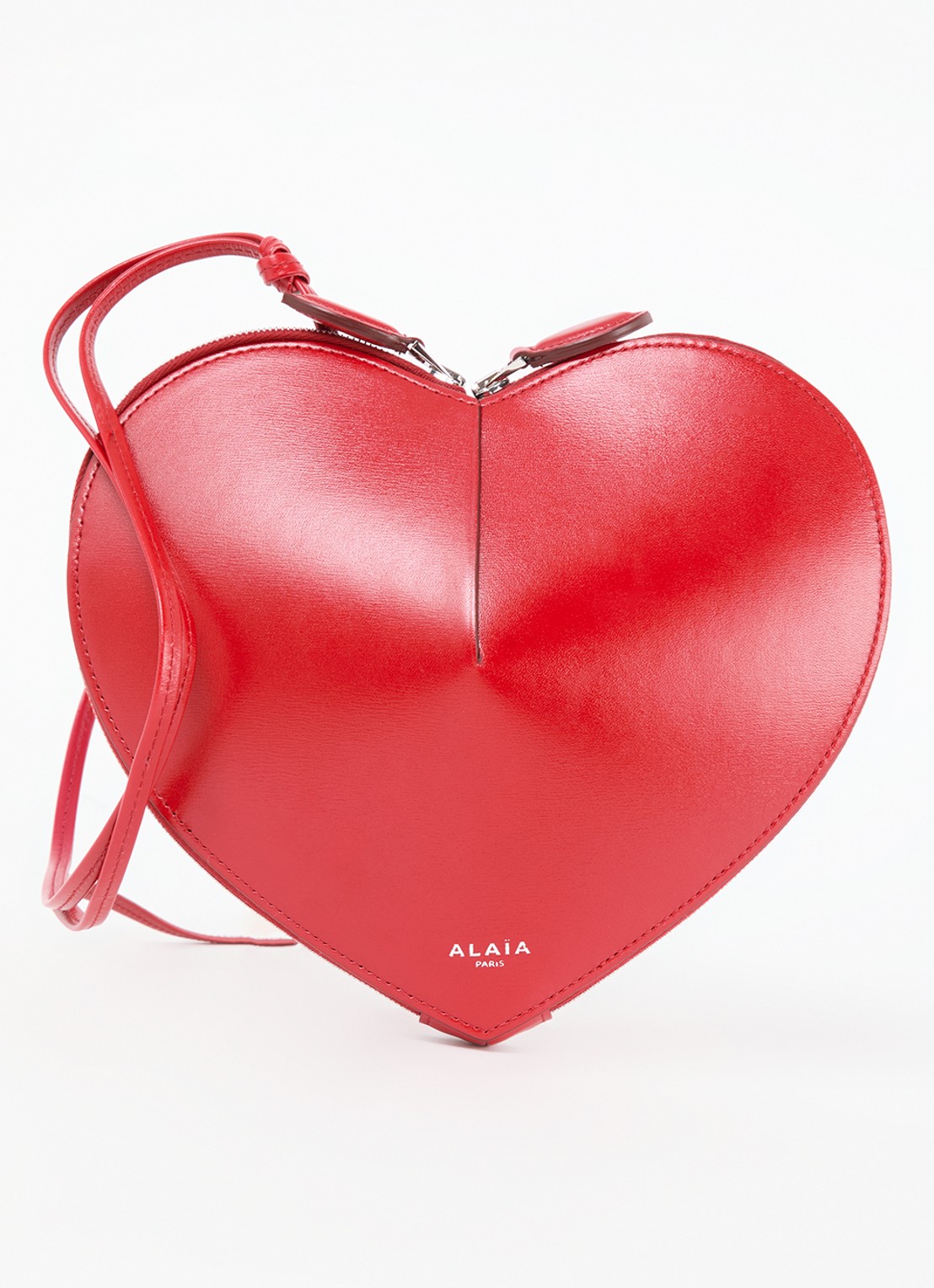 Alaïa Le Coeur crossbodytas van kalfsleer  - voorkant 5 donkerrood