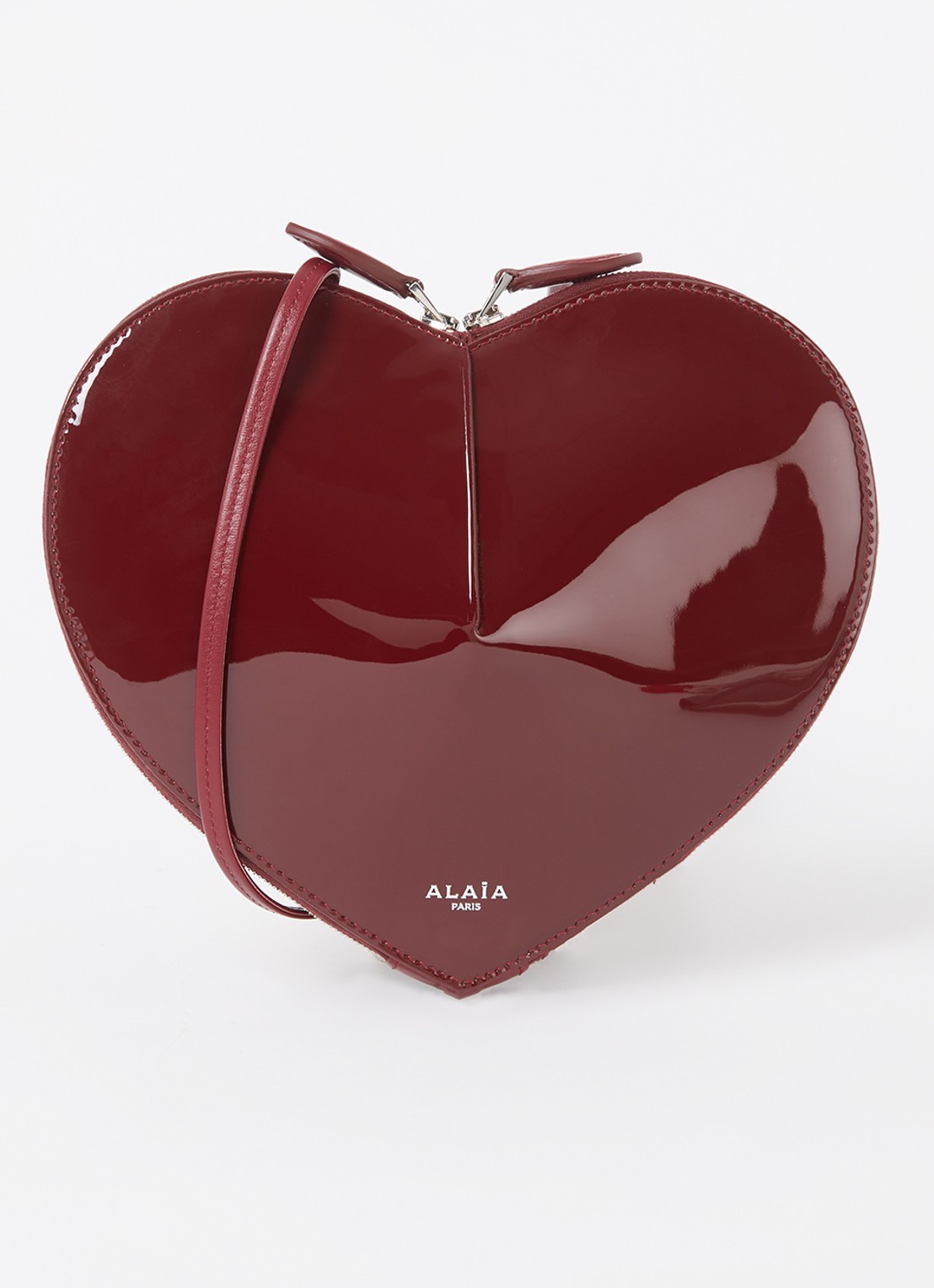 Alaïa Le Coeur crossbodytas van kalfsleer  - voorkant 5 bordeauxrood