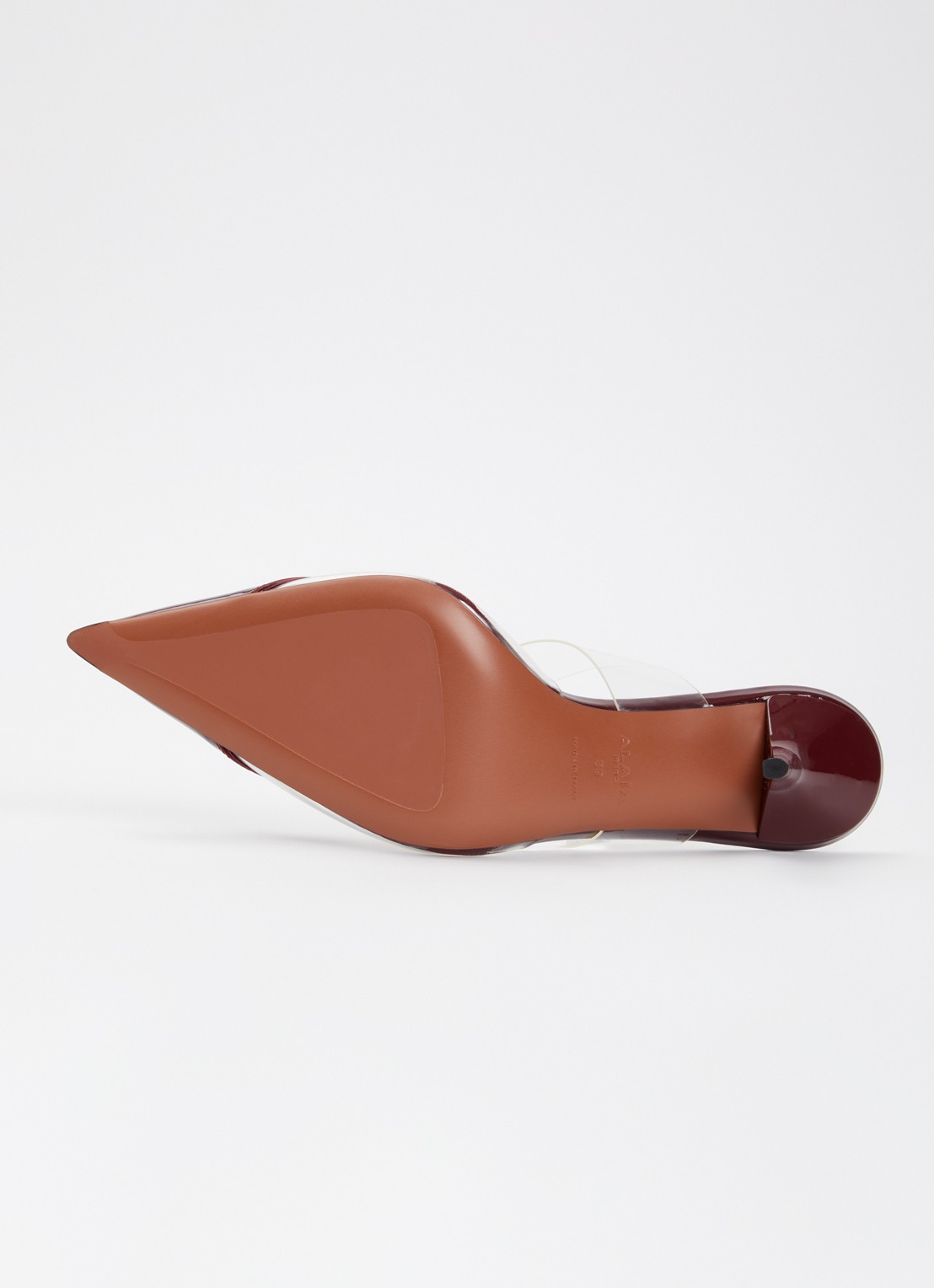 Alaïa Le Coeur muiltje van kalfsleer met lakfinish  - detail 5 bordeauxrood