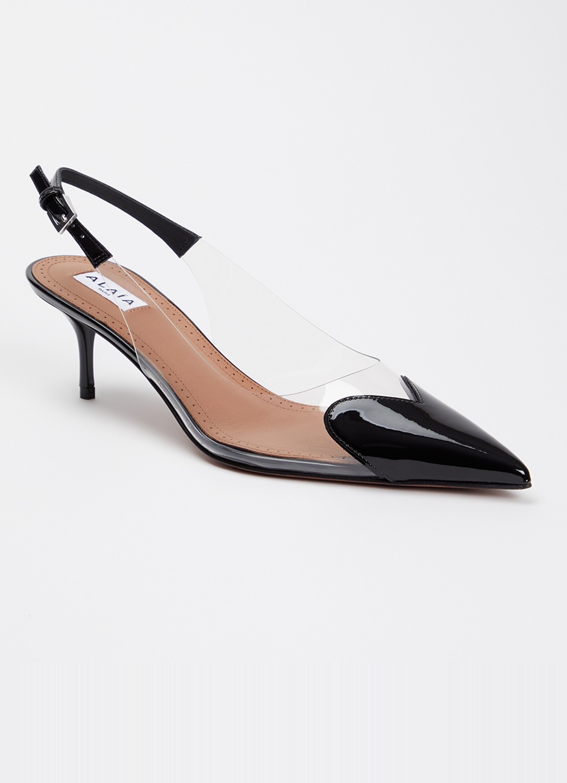 Alaïa Le Coeur slingback van patent kalfsleer  - voorkant 6 zwart