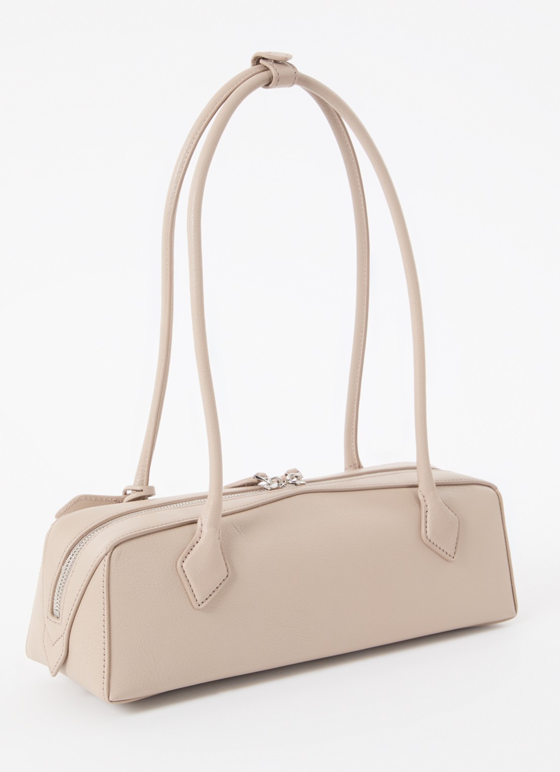 Alaïa Le Demi-Coeur S schoudertas van geitenleer - achterkant 6 beige