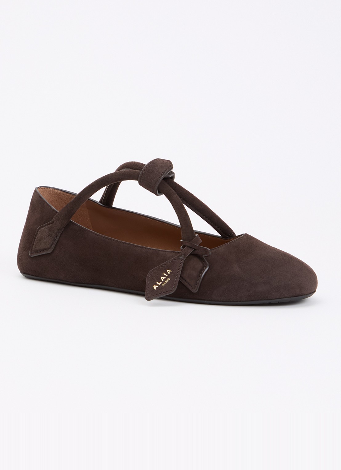 Alaïa Le Teckel ballerina van geitensuède - voorkant 5 donkerbruin