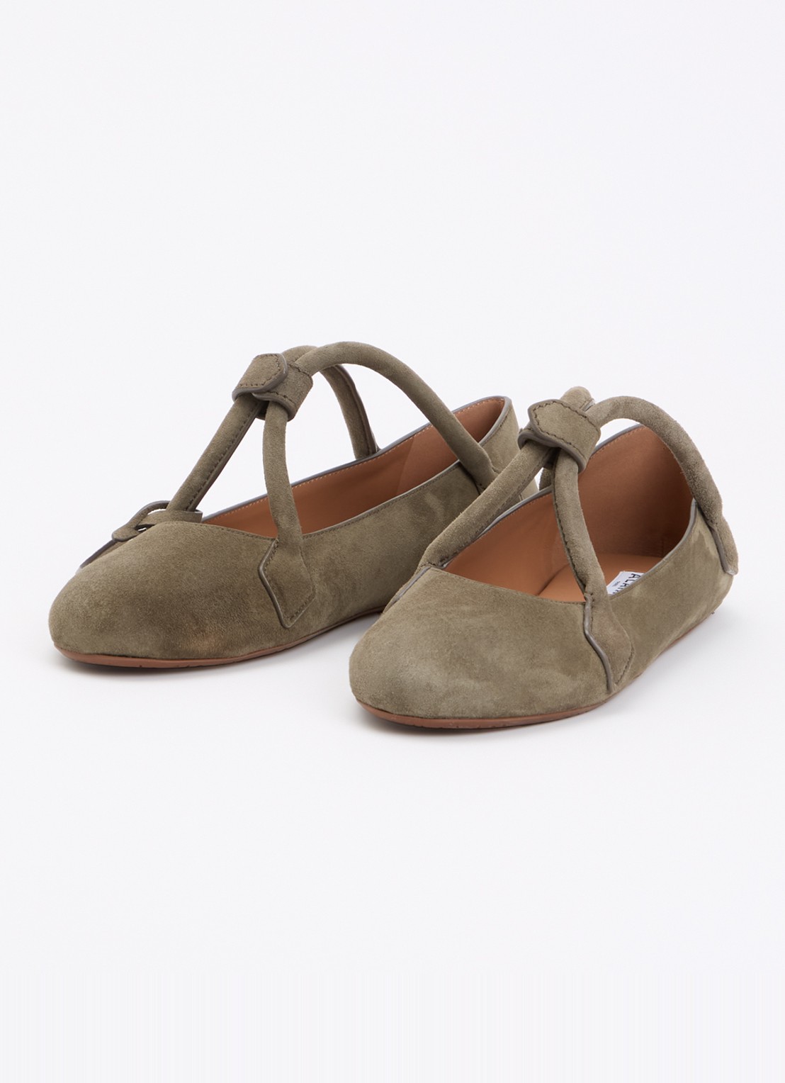 Alaïa Le Teckel ballerina van geitensuède - detail 3 khaki