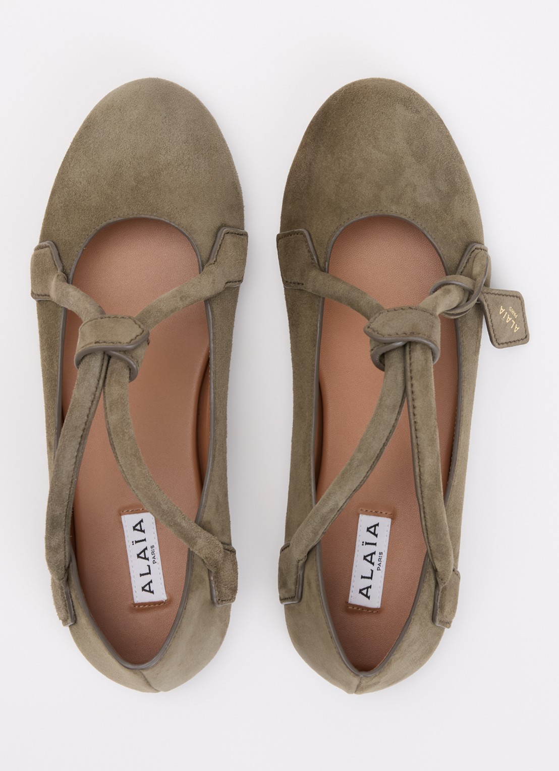 Alaïa Le Teckel ballerina van geitensuède - detail 4 khaki