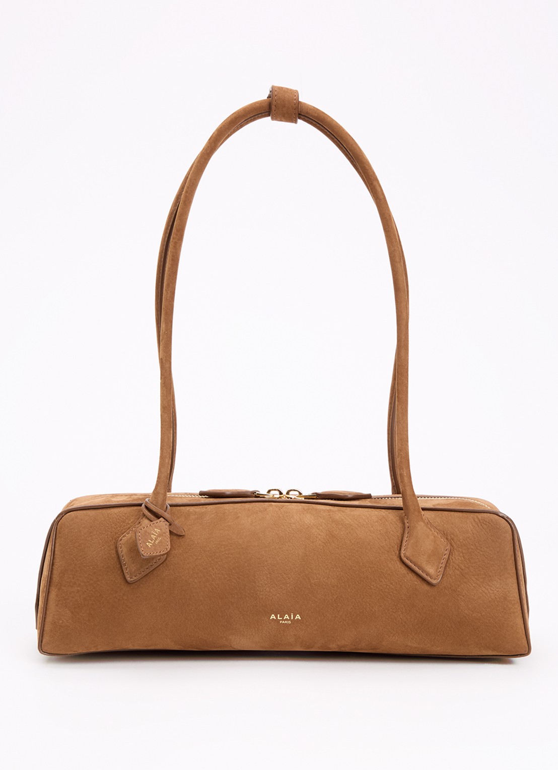 Alaïa Le Teckel Medium schoudertas van nubuck - voorkant roestbruin