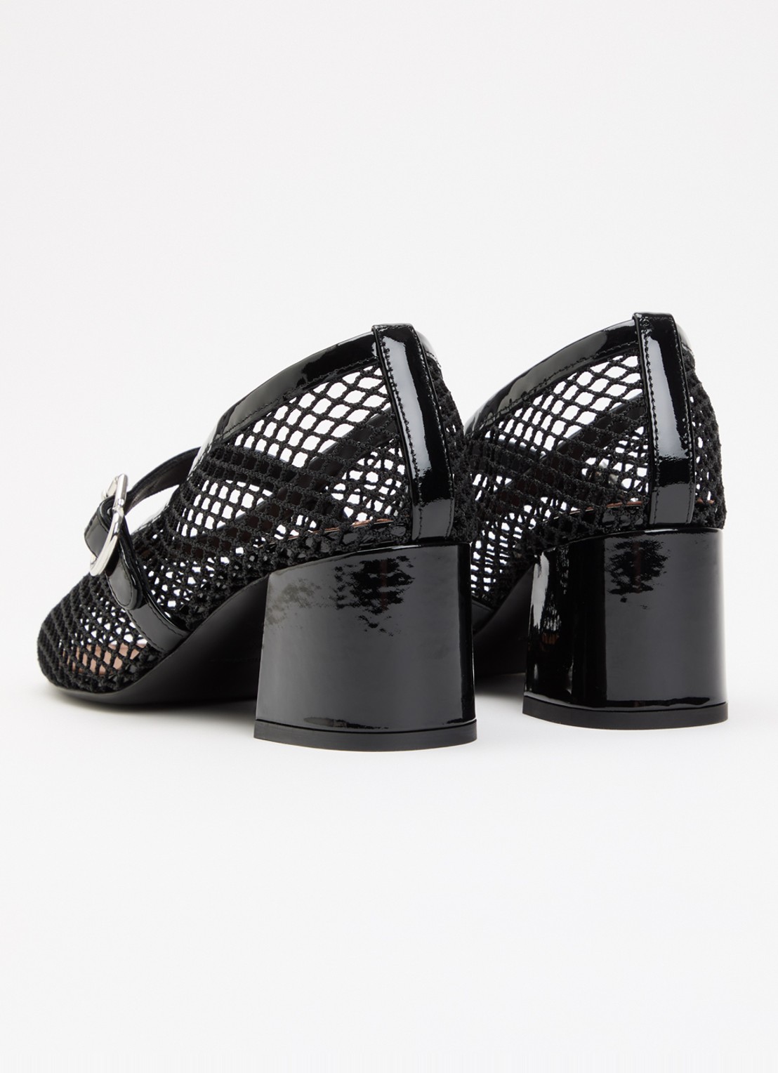 Alaïa Mary Jane pump met opengewerkt dessin en leren details - achterkant 6 zwart
