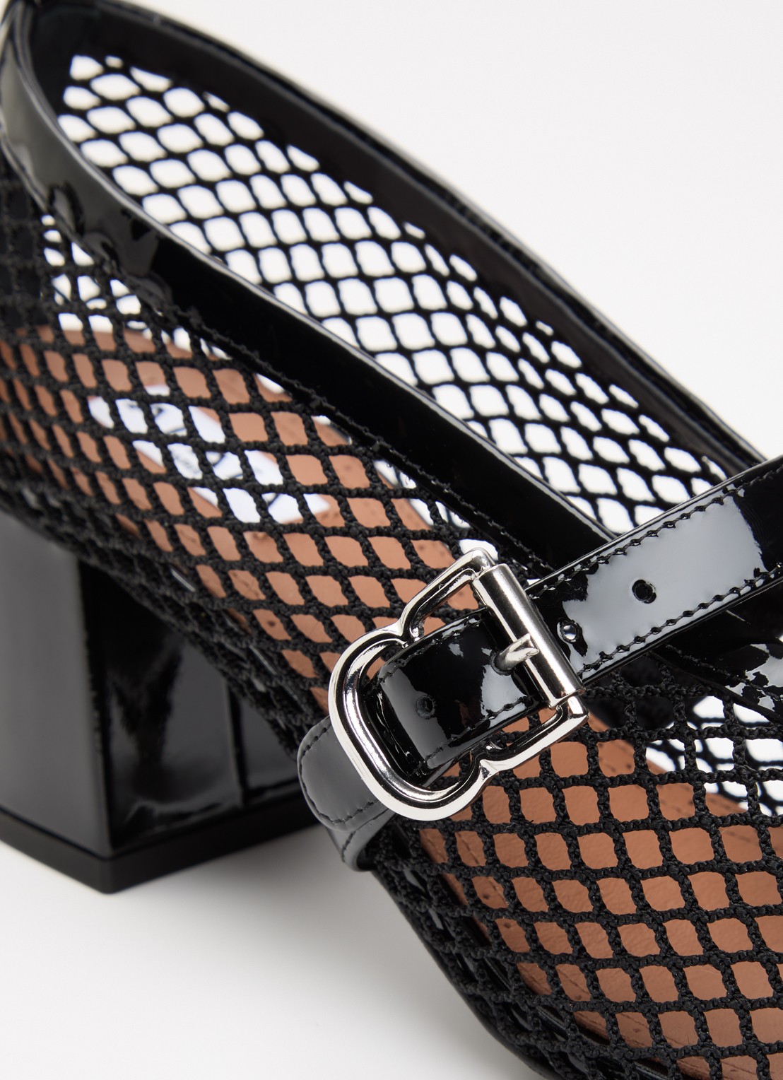 Alaïa Mary Jane pump met opengewerkt dessin en leren details - detail 5 zwart