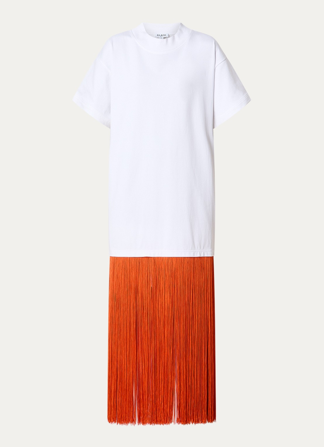 Alaïa Maxi jurk met franjes - voorkant 4 oranjerood