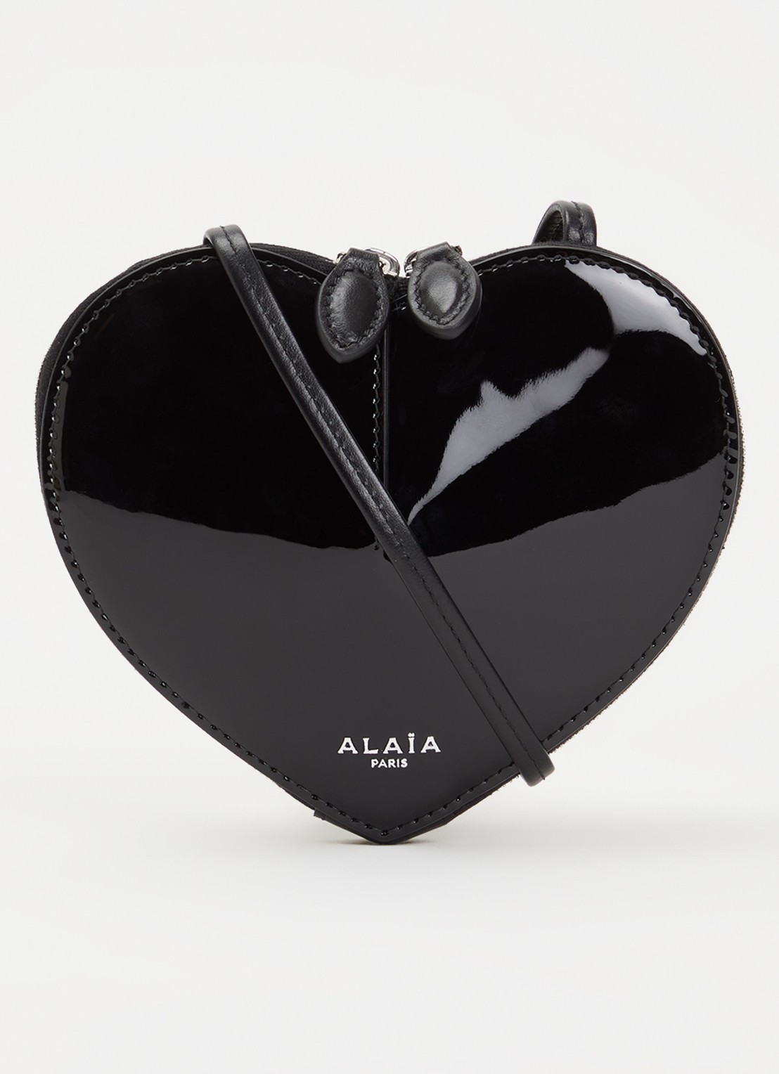 Alaïa Mini Le Coeur crossbodytas van kalfsleer met lakfinish  - voorkant 2 zwart