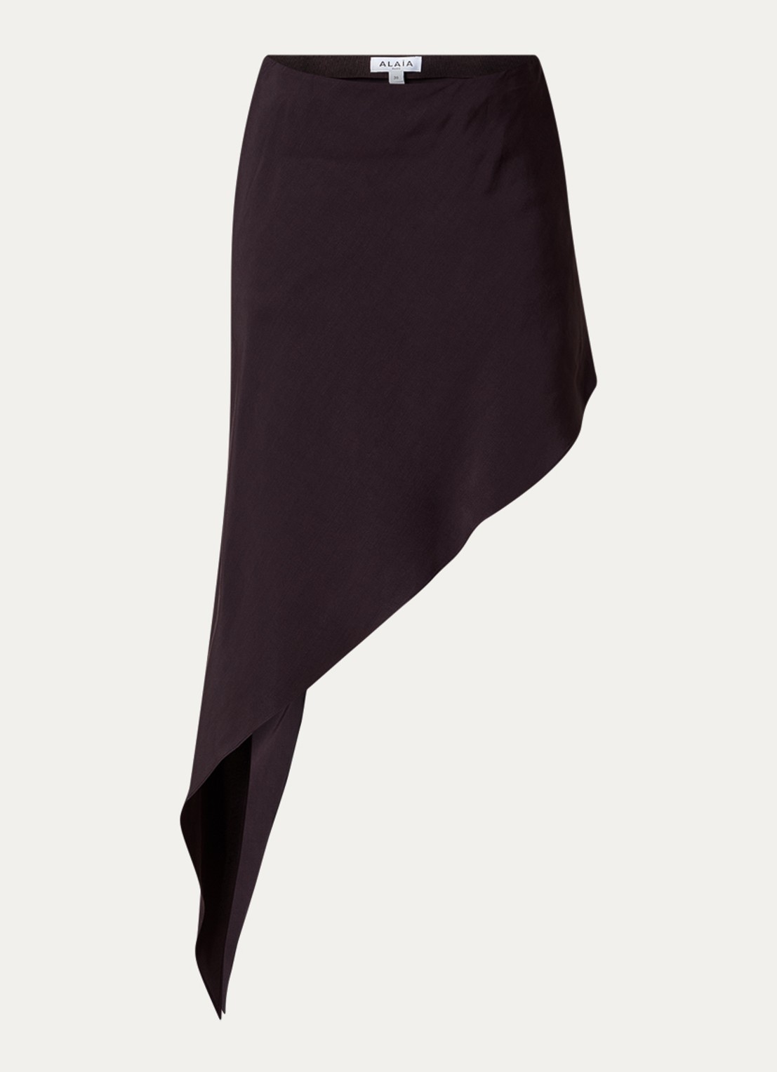 Alaïa Minirok met asymmetrische zoom - voorkant donkerbruin