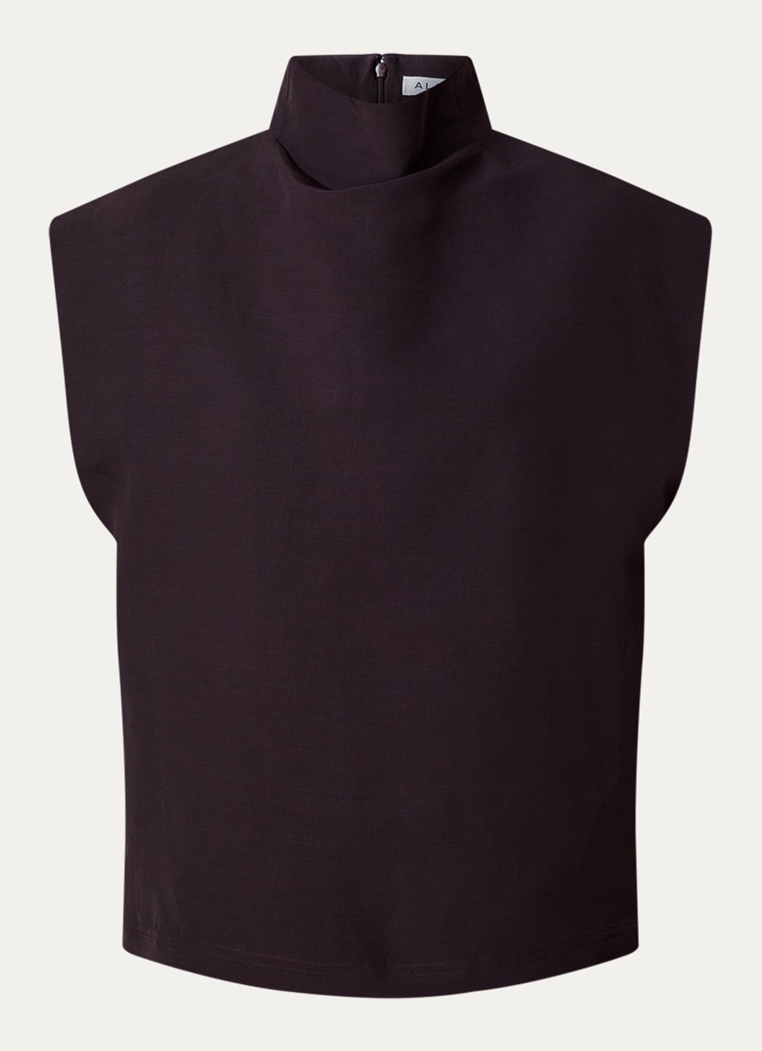 Alaïa Mouwloze top met col - voorkant 2 donkerbruin