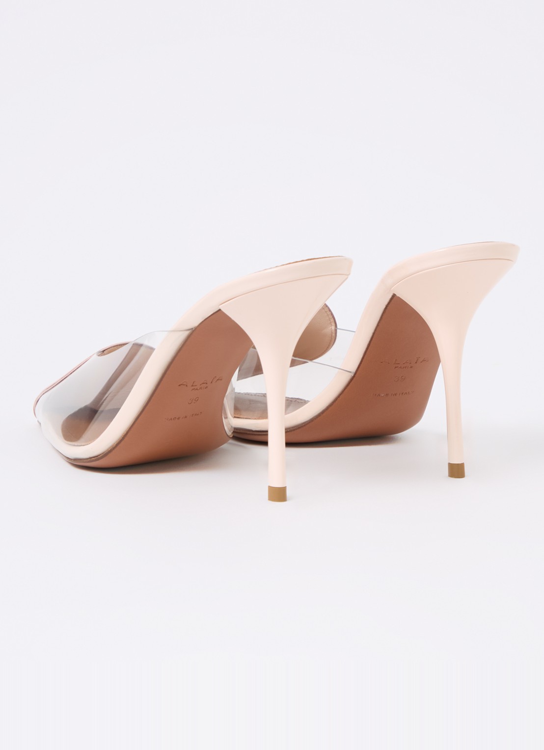 Alaïa Muiltje met kalfsleren details - achterkant lichtroze