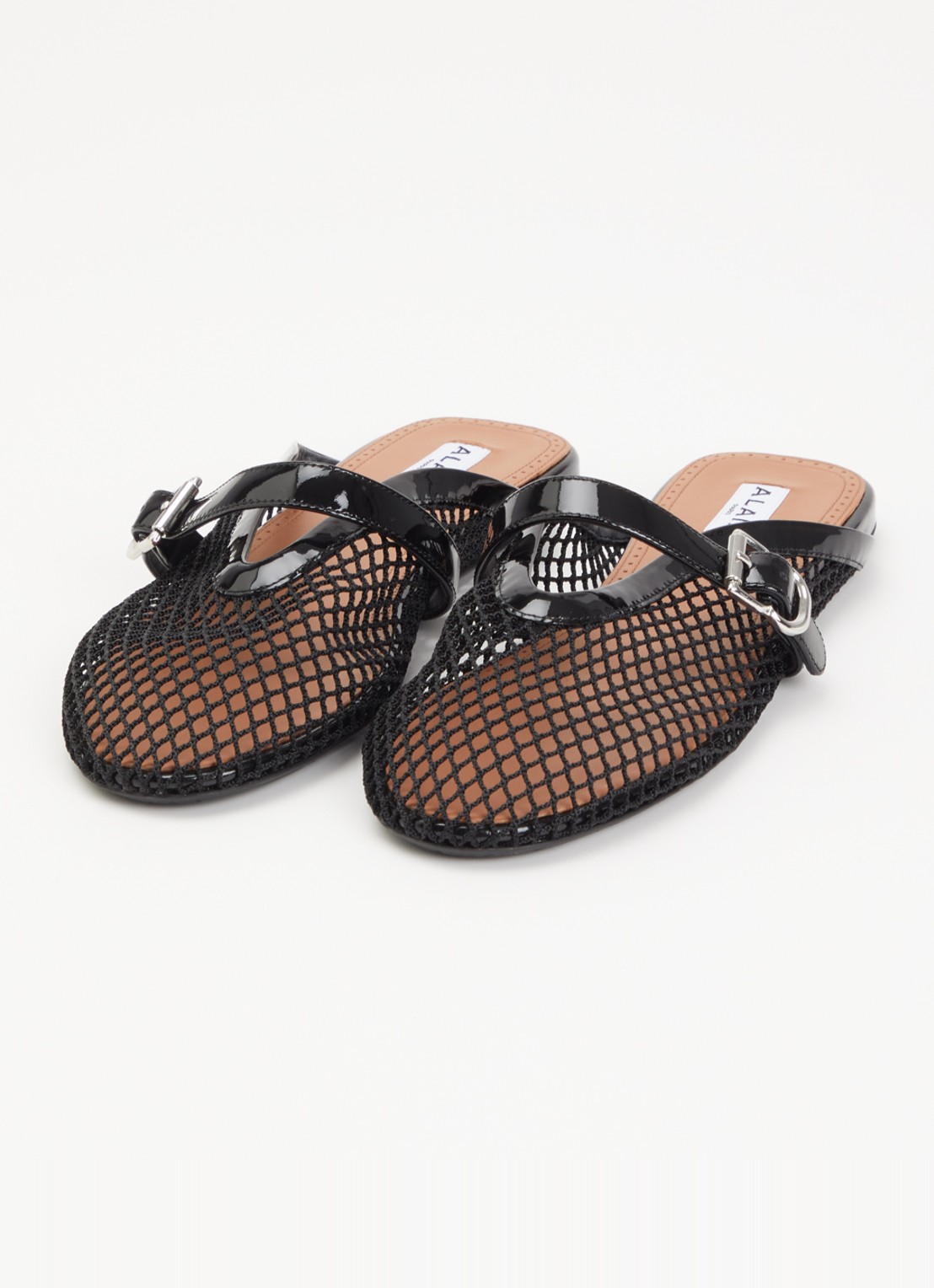 Alaïa Muiltje van mesh met details van kalfsleer - detail 3 zwart
