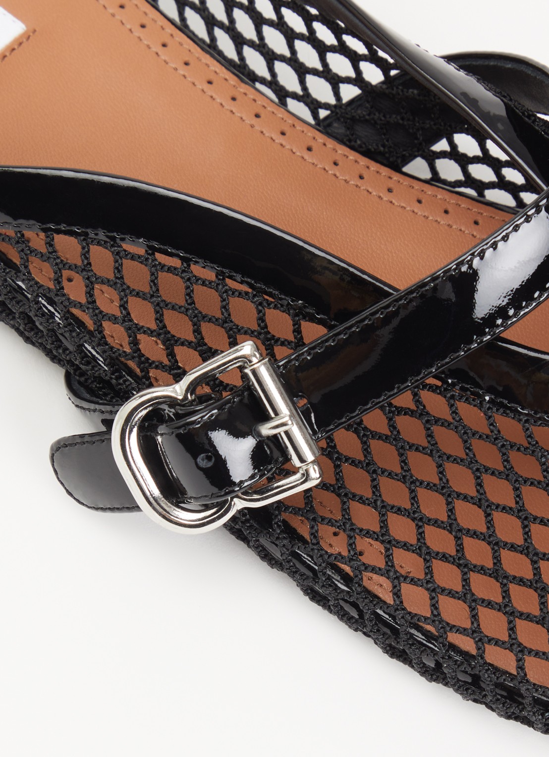 Alaïa Muiltje van mesh met details van kalfsleer - detail 6 zwart